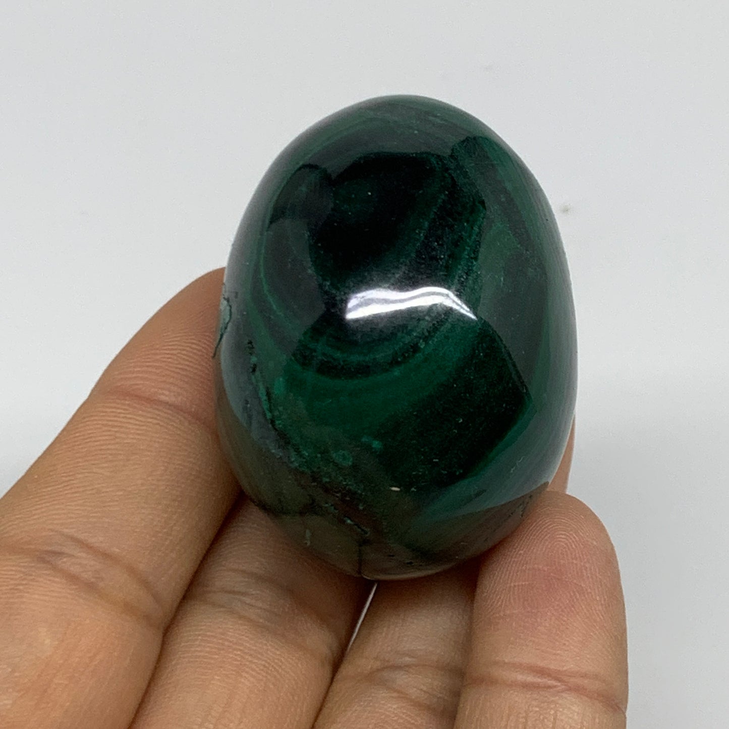 109.9g, 1.8"x1.3", Natural Solid Malachite Egg Polished Gemstone @Congo, B32777
