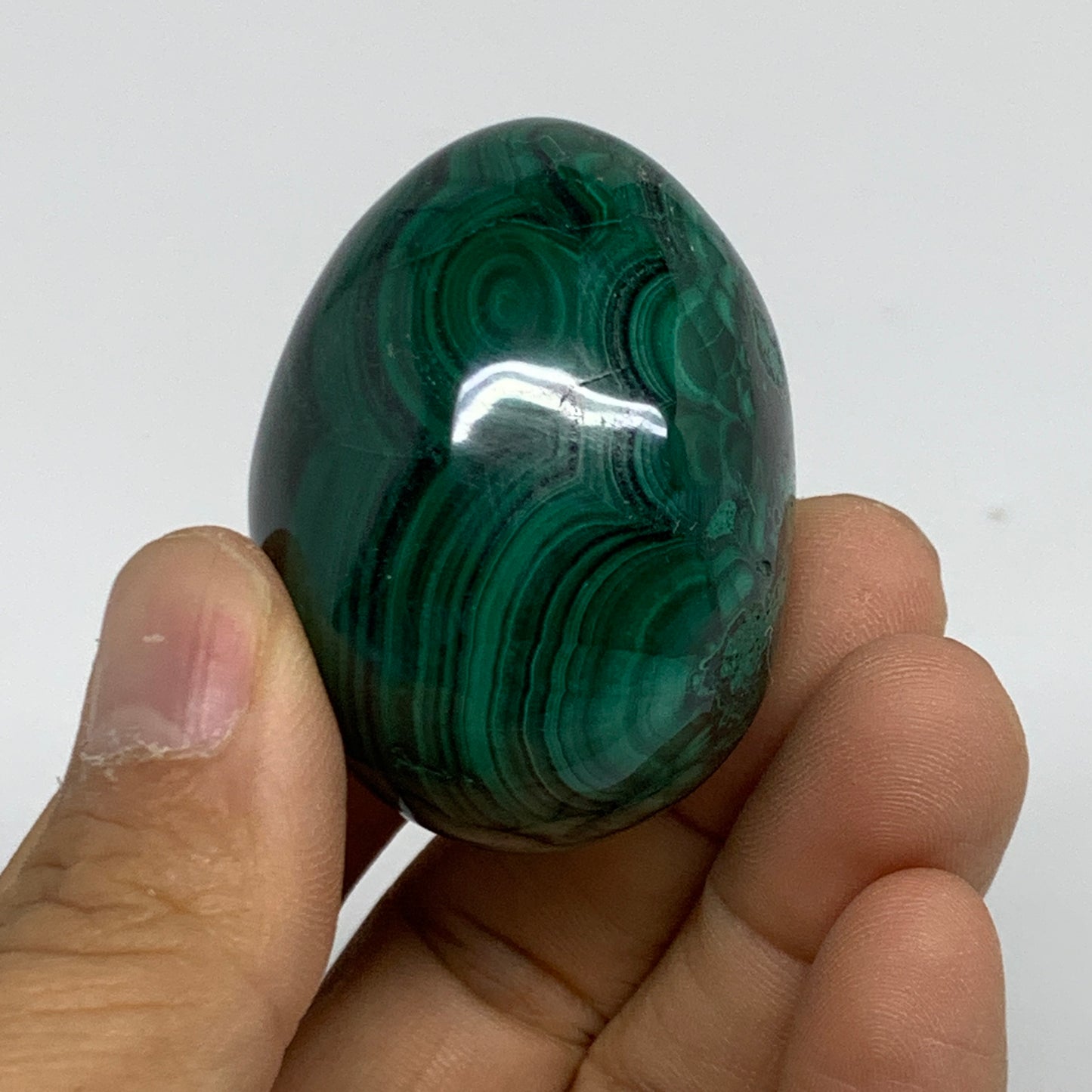 109.9g, 1.8"x1.3", Natural Solid Malachite Egg Polished Gemstone @Congo, B32777