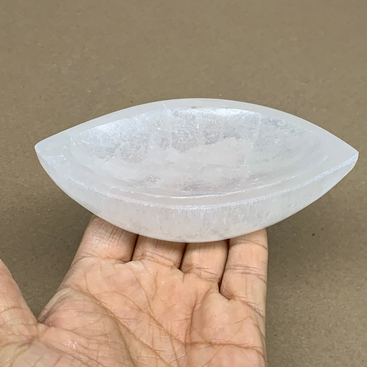 226g, 4.7"x2.6"x1.1", Natural Eye Shape Selenite Bowl Crystals, B36170