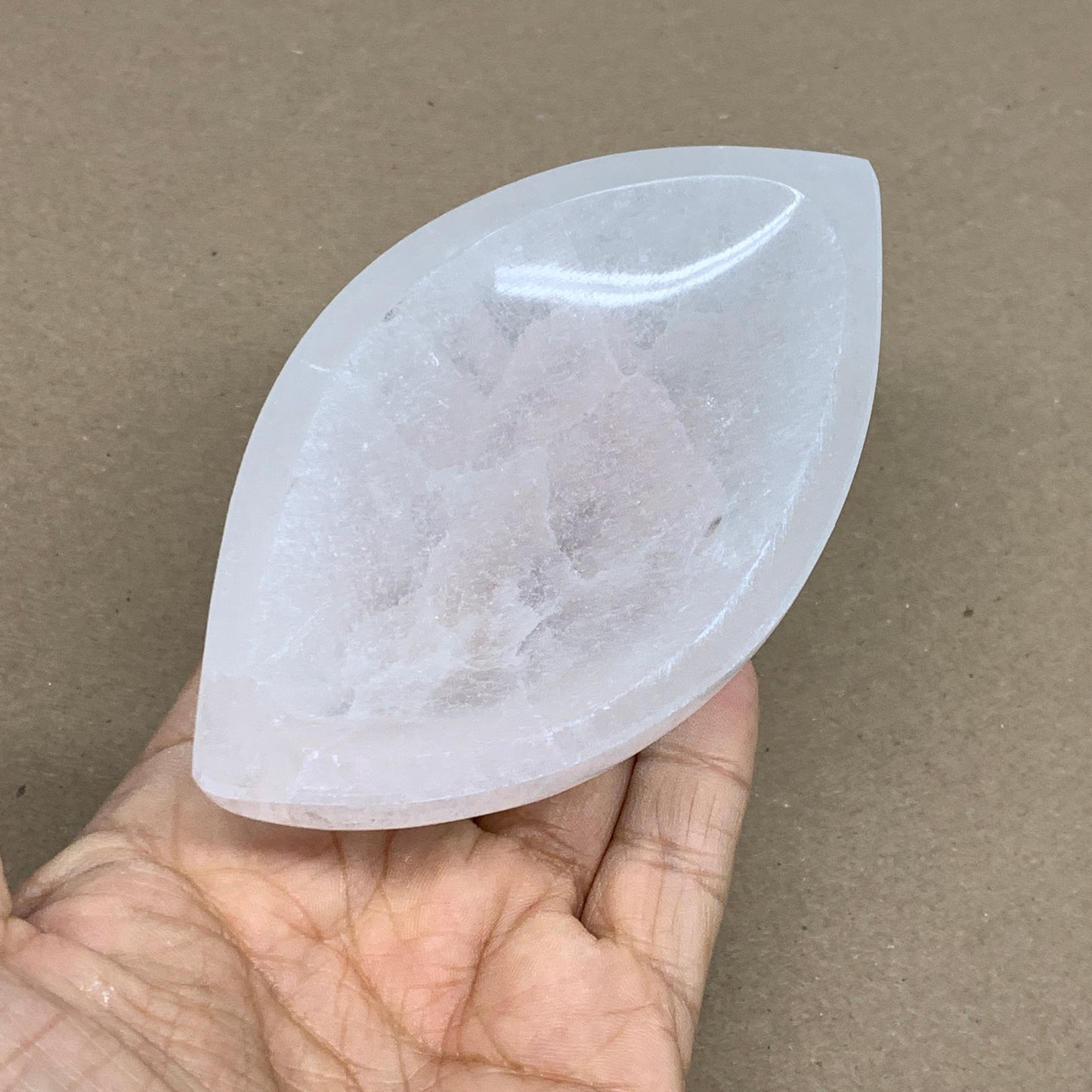 226g, 4.7"x2.6"x1.1", Natural Eye Shape Selenite Bowl Crystals, B36170