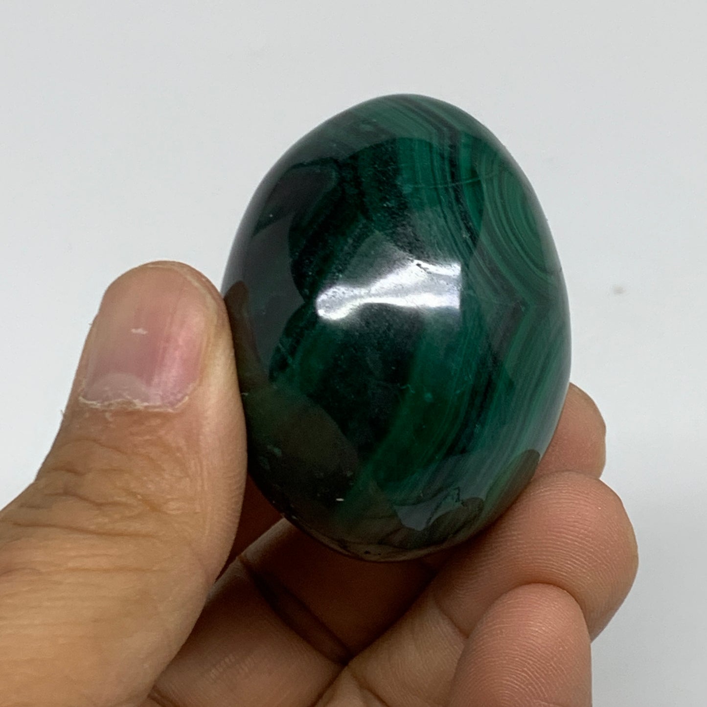 109.9g, 1.8"x1.3", Natural Solid Malachite Egg Polished Gemstone @Congo, B32777