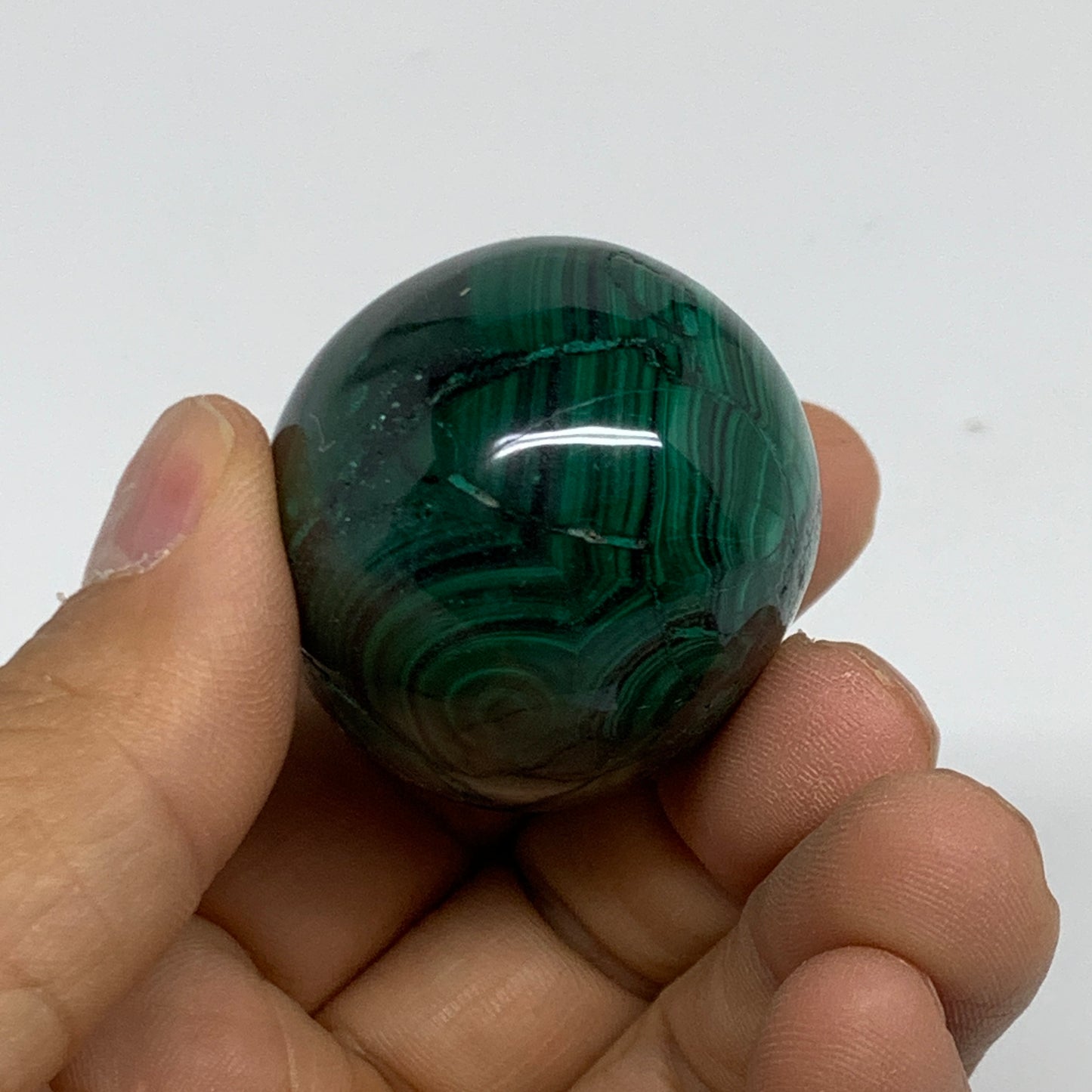 109.9g, 1.8"x1.3", Natural Solid Malachite Egg Polished Gemstone @Congo, B32777