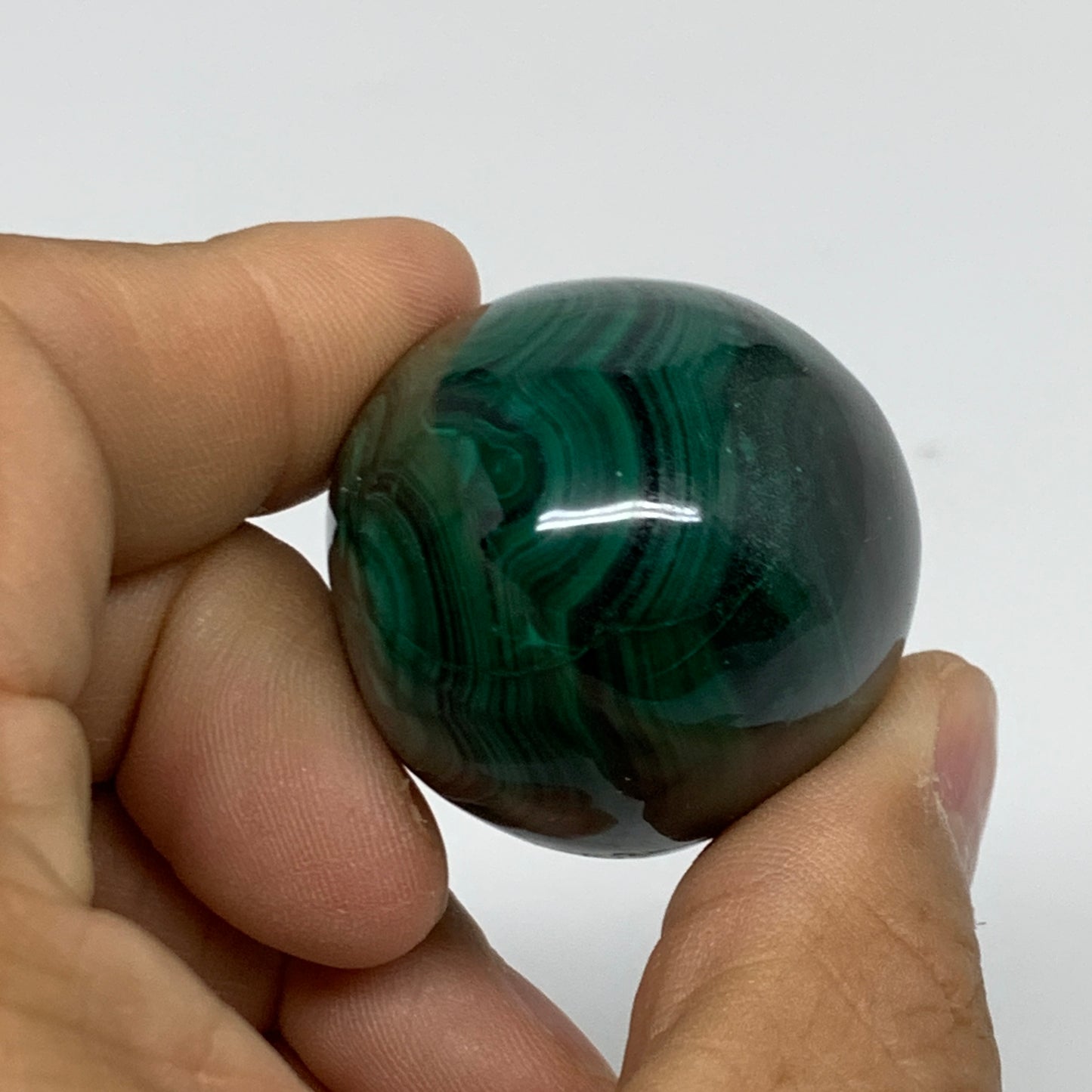 109.9g, 1.8"x1.3", Natural Solid Malachite Egg Polished Gemstone @Congo, B32777