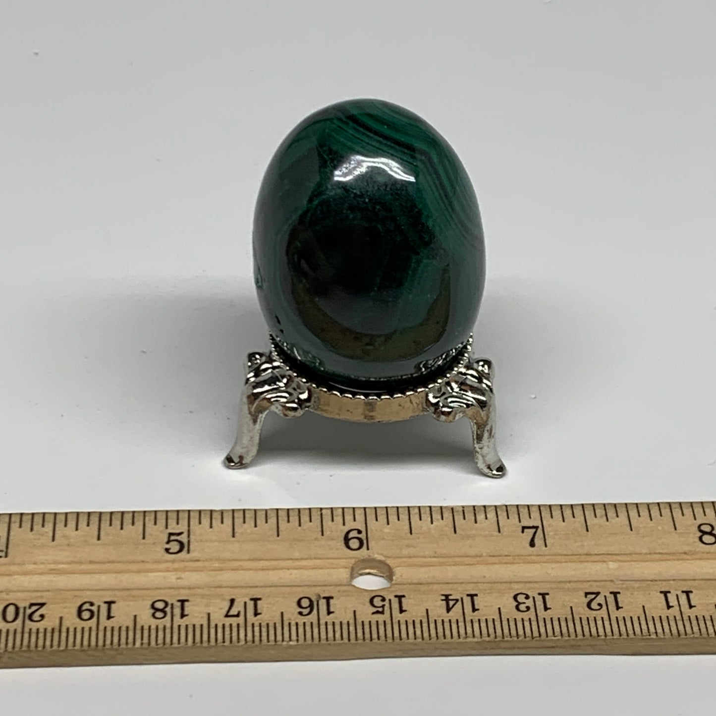 109.9g, 1.8"x1.3", Natural Solid Malachite Egg Polished Gemstone @Congo, B32777