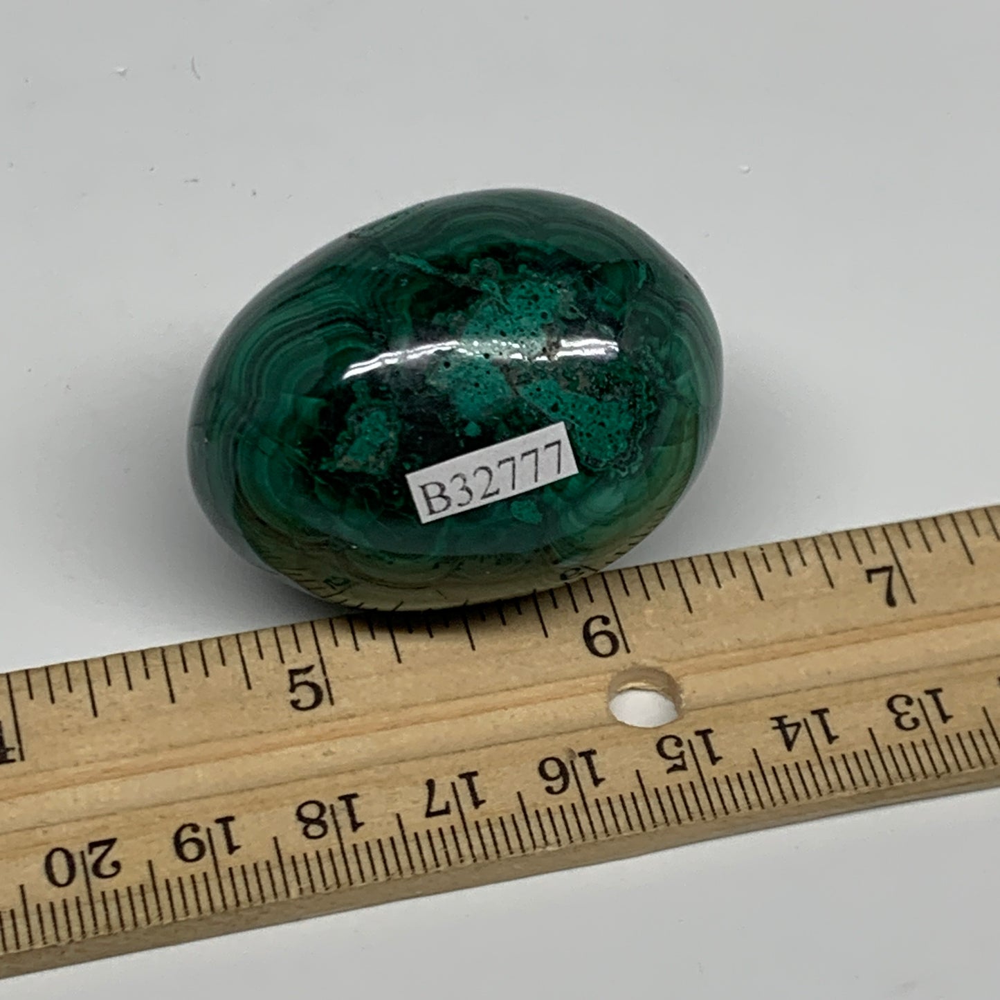 109.9g, 1.8"x1.3", Natural Solid Malachite Egg Polished Gemstone @Congo, B32777