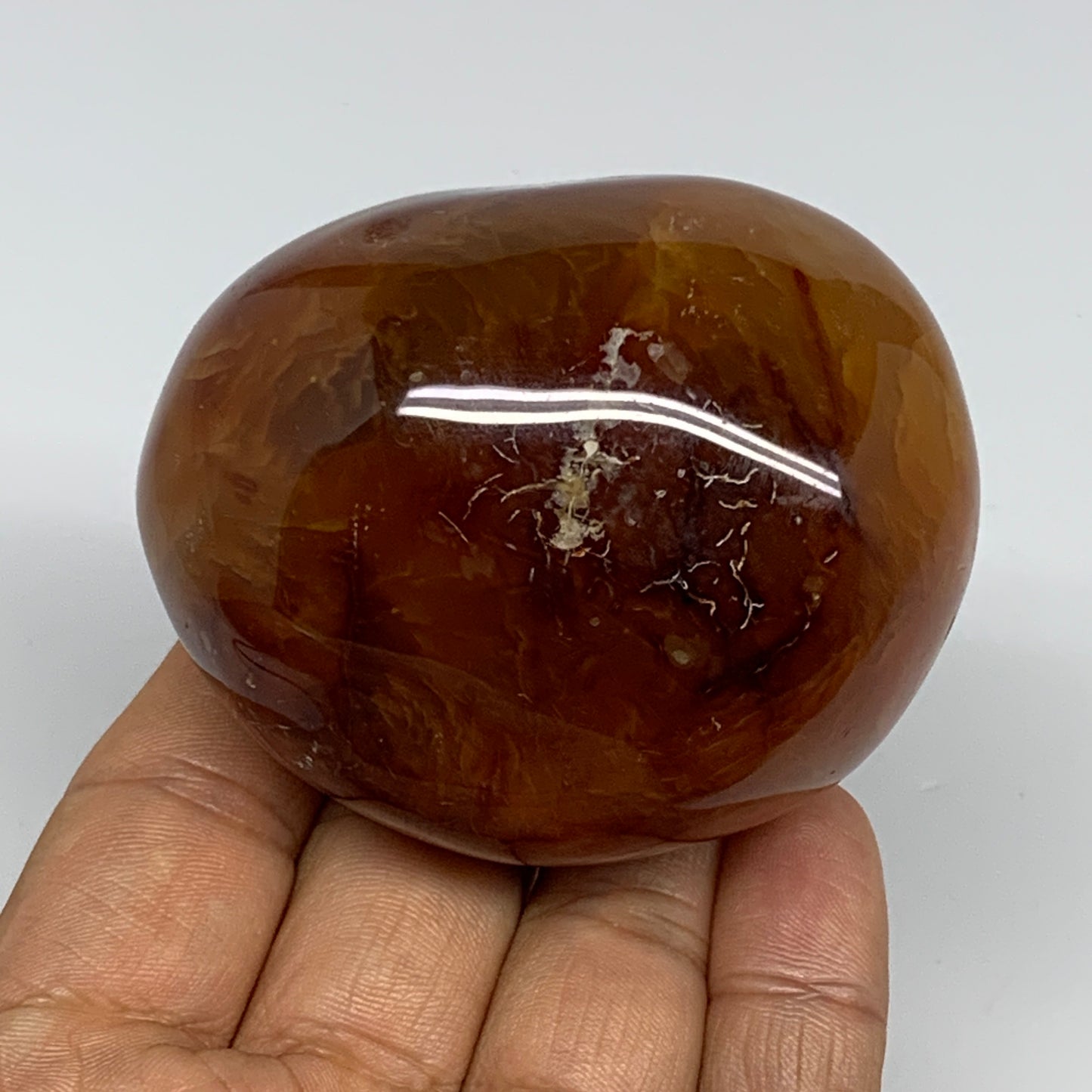 232.4g, 2.6"x2.2"x1.7", Red Carnelian Palm-Stone Gem Crystal Polished, B28396