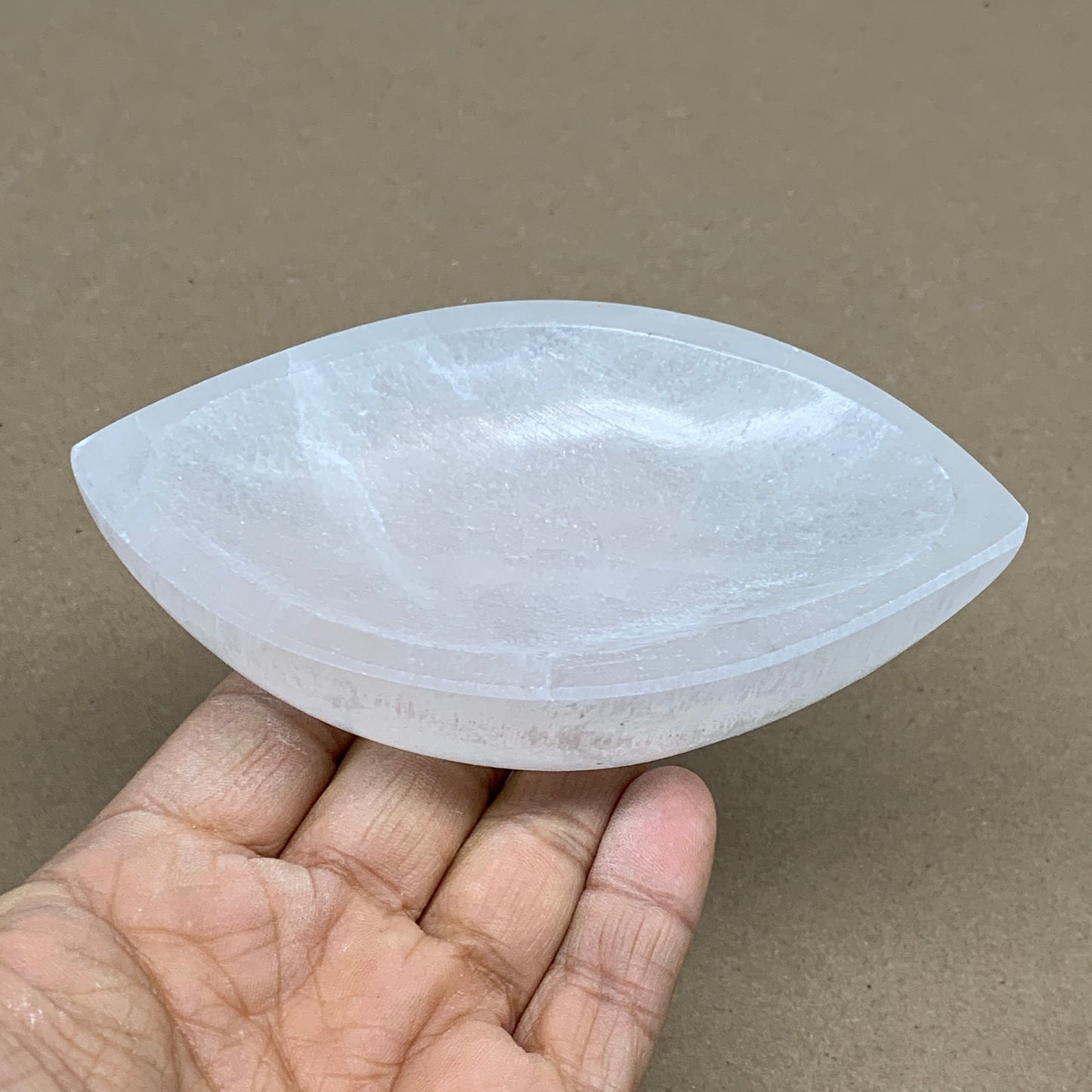 224g, 4.6"x2.7"x1.1", Natural Eye Shape Selenite Bowl Crystals, B36171