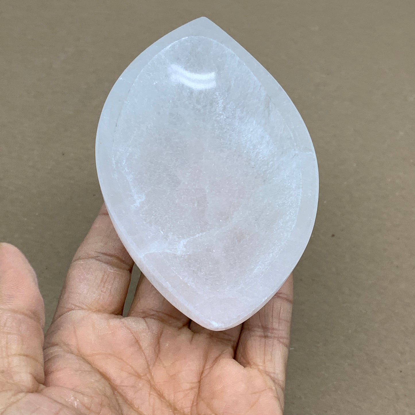 224g, 4.6"x2.7"x1.1", Natural Eye Shape Selenite Bowl Crystals, B36171