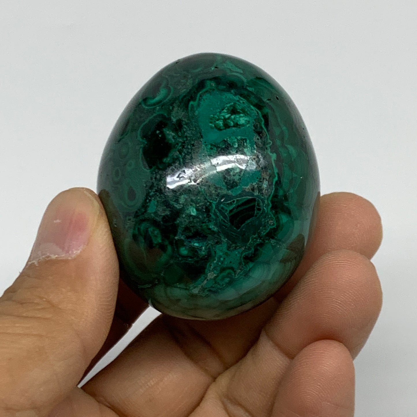 144.9g, 1.9"x1.6", Natural Solid Malachite Egg Polished Gemstone @Congo, B32778