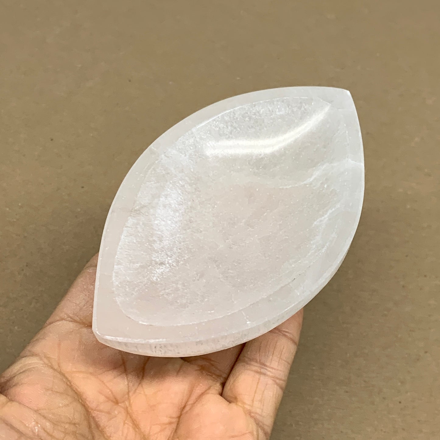 224g, 4.6"x2.7"x1.1", Natural Eye Shape Selenite Bowl Crystals, B36171