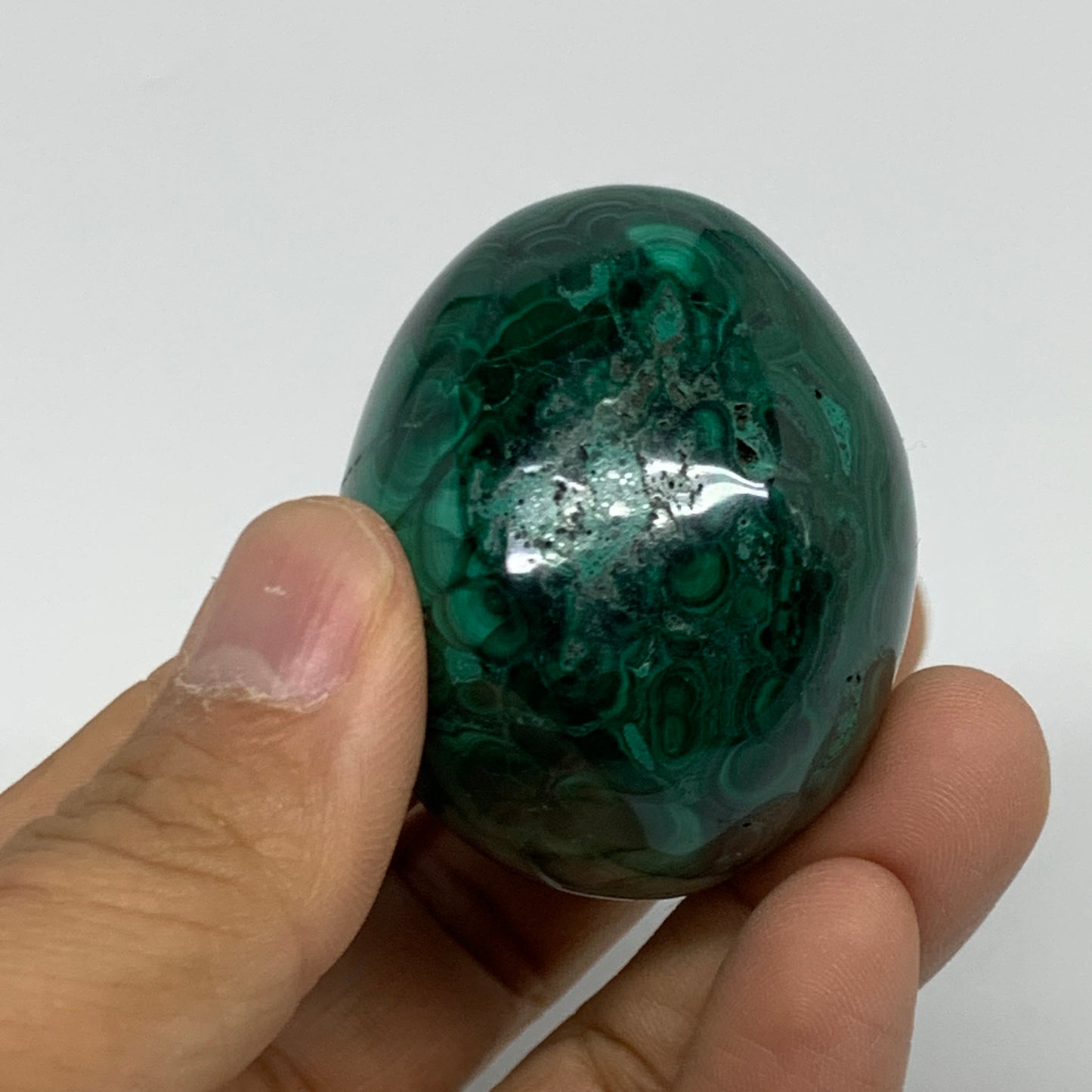 144.9g, 1.9"x1.6", Natural Solid Malachite Egg Polished Gemstone @Congo, B32778