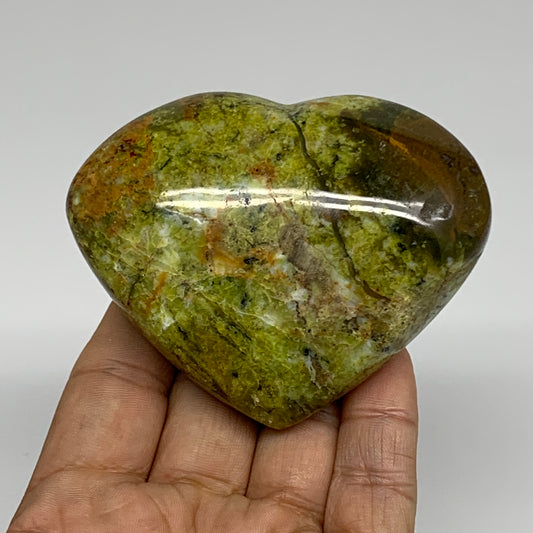 215.9g, 2.6"x3.2"x1.4", Green Opal Heart Polished Gemstone Crystal, B35607