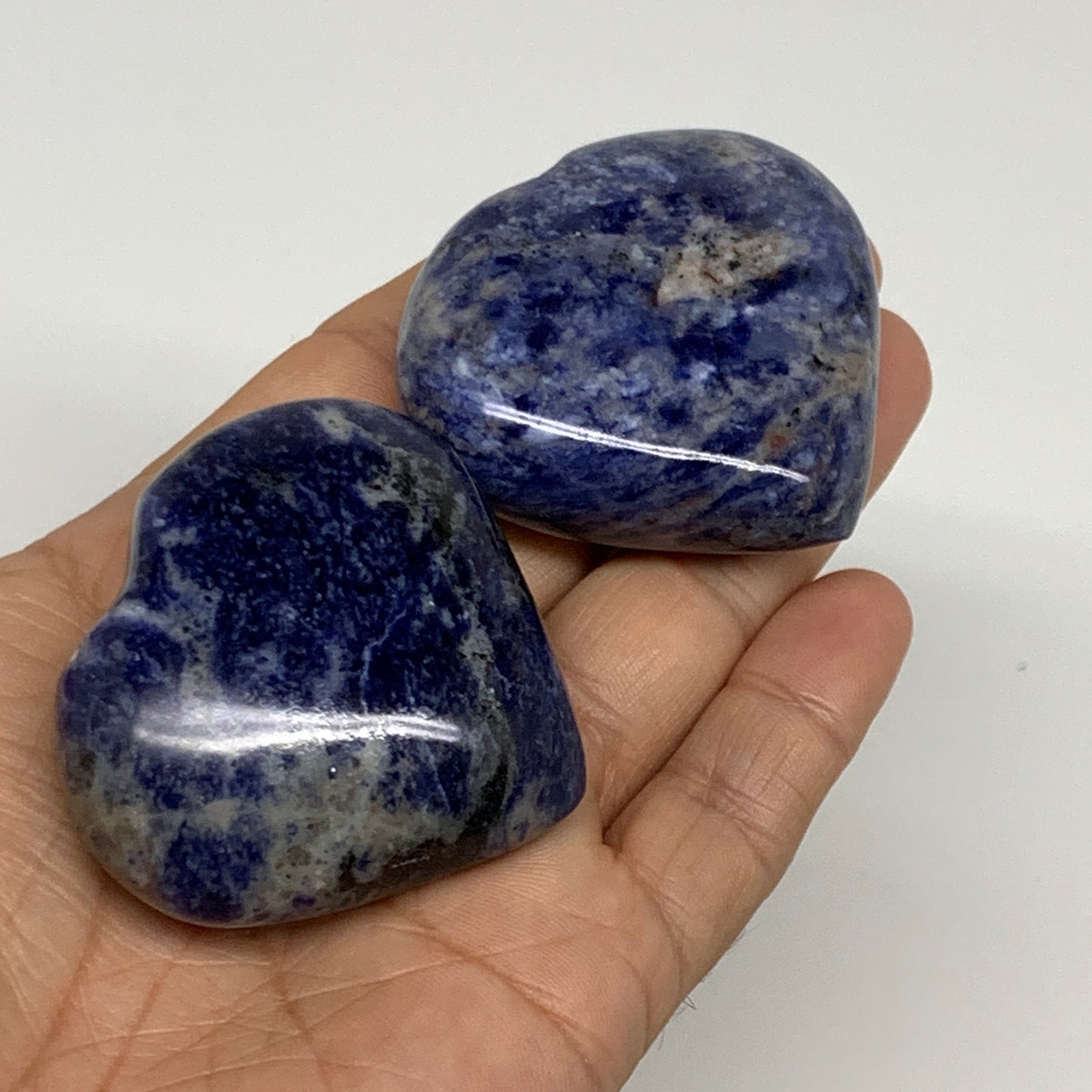 144.1g, 1.9"-2", 2pcs, Natural Sodalite Heart Polished Gemstone, B34868