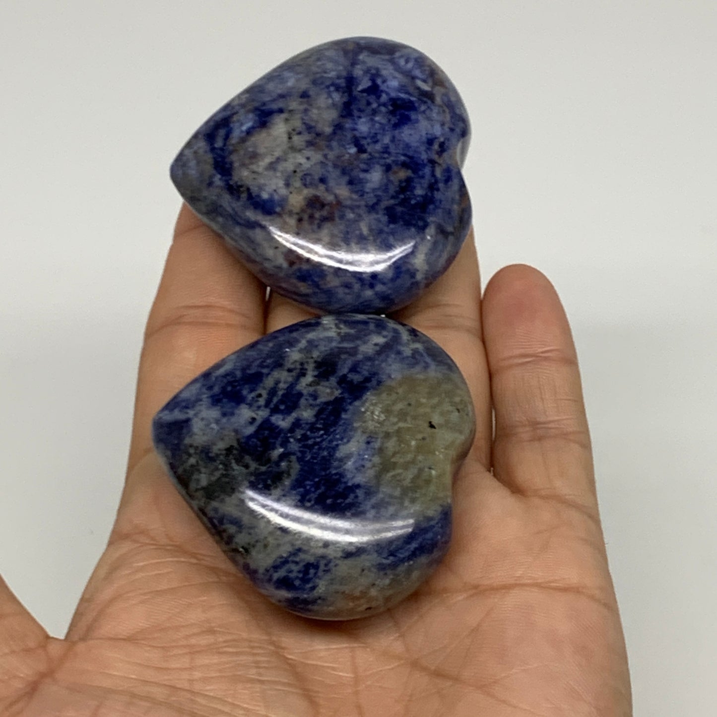 144.1g, 1.9"-2", 2pcs, Natural Sodalite Heart Polished Gemstone, B34868