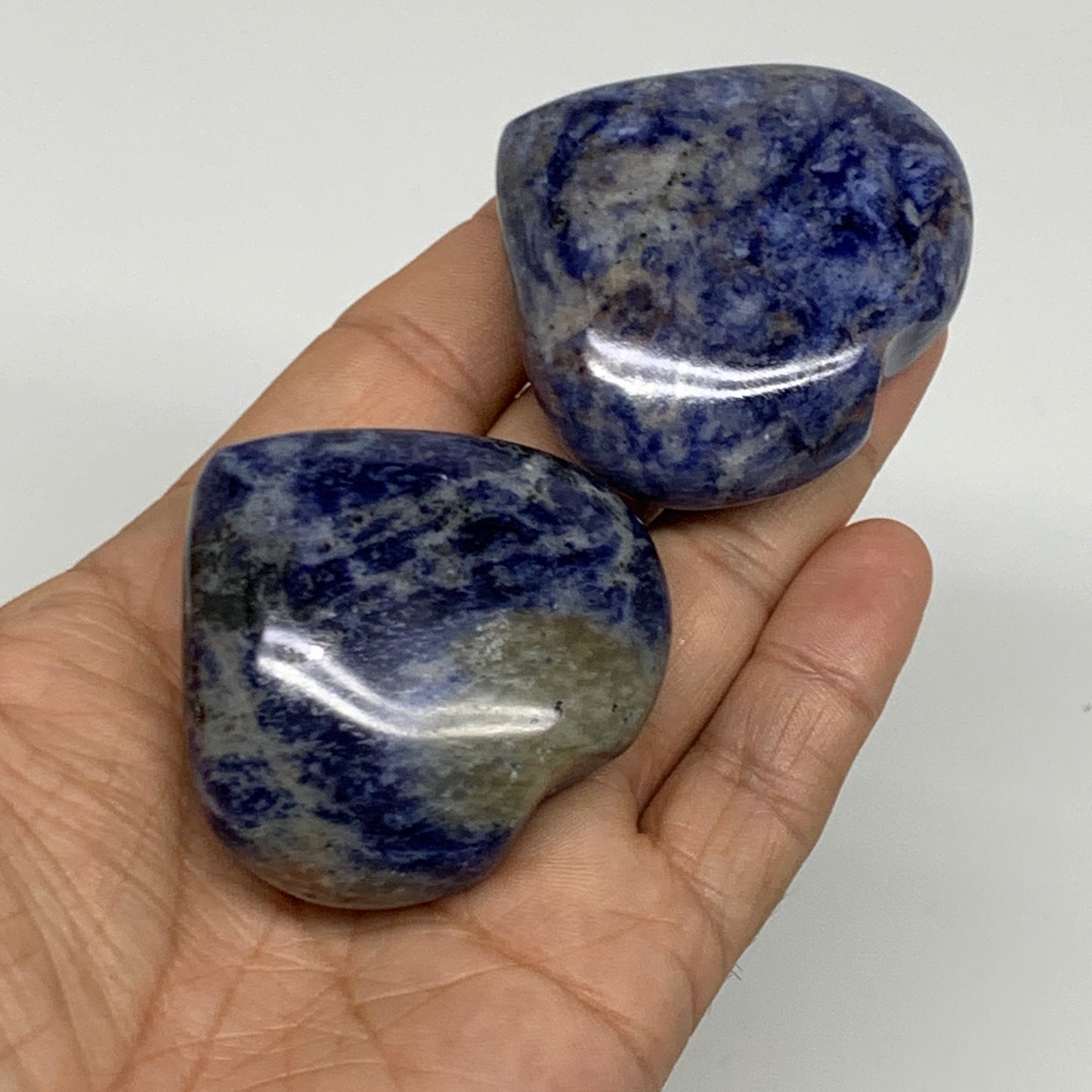 144.1g, 1.9"-2", 2pcs, Natural Sodalite Heart Polished Gemstone, B34868