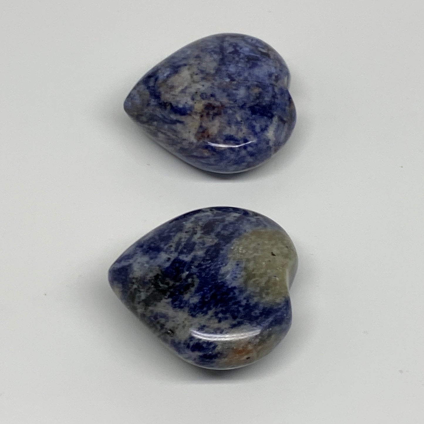 144.1g, 1.9"-2", 2pcs, Natural Sodalite Heart Polished Gemstone, B34868