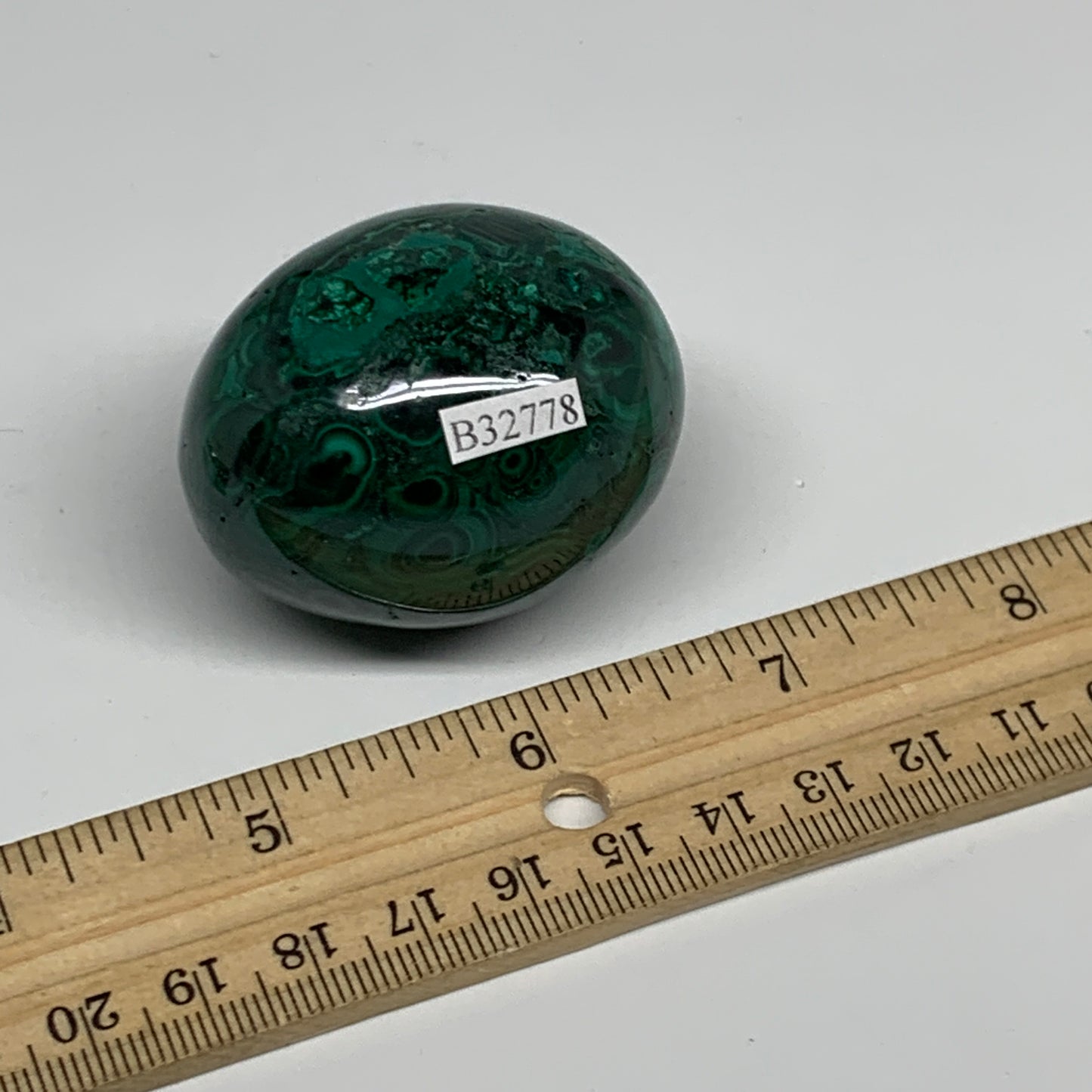 144.9g, 1.9"x1.6", Natural Solid Malachite Egg Polished Gemstone @Congo, B32778
