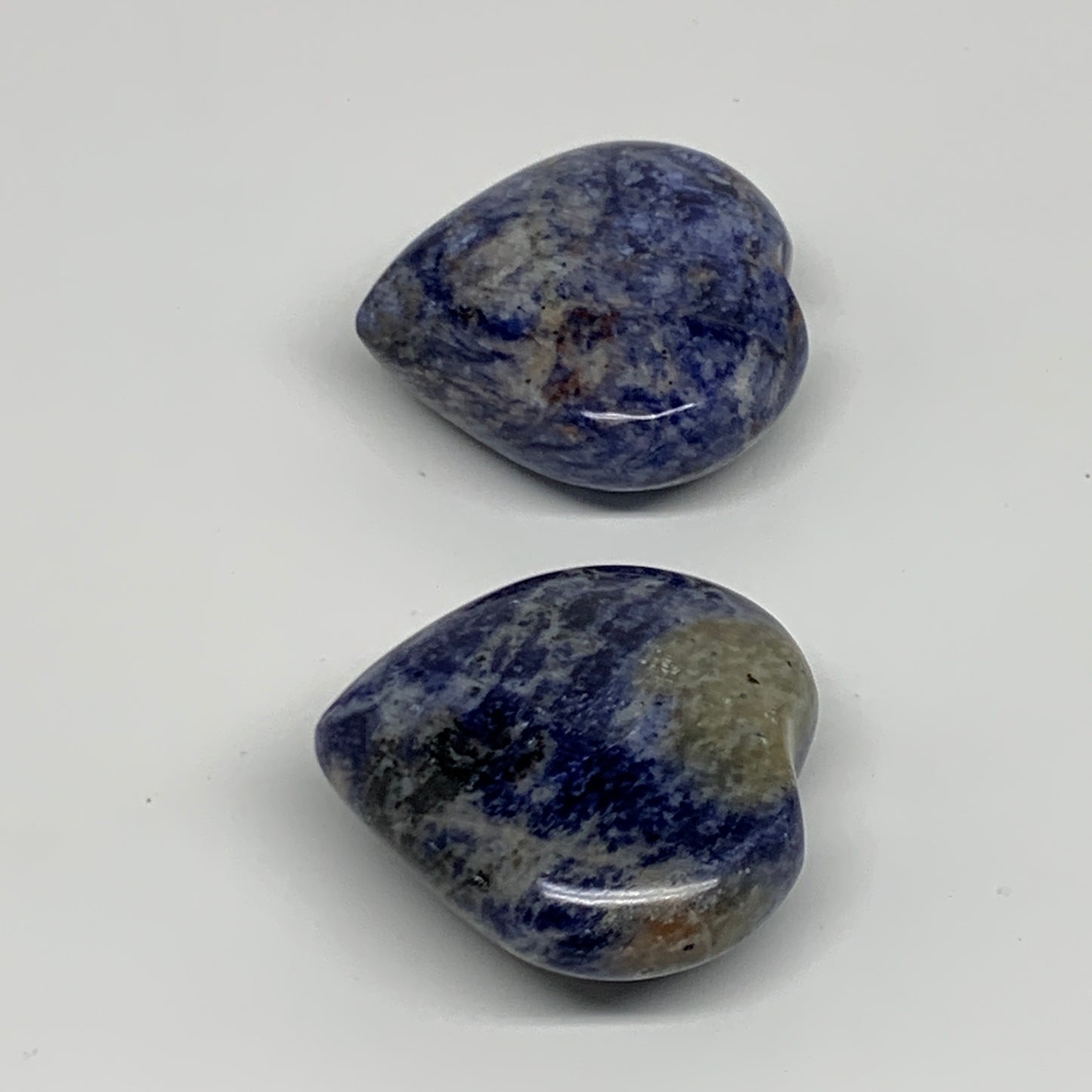 144.1g, 1.9"-2", 2pcs, Natural Sodalite Heart Polished Gemstone, B34868
