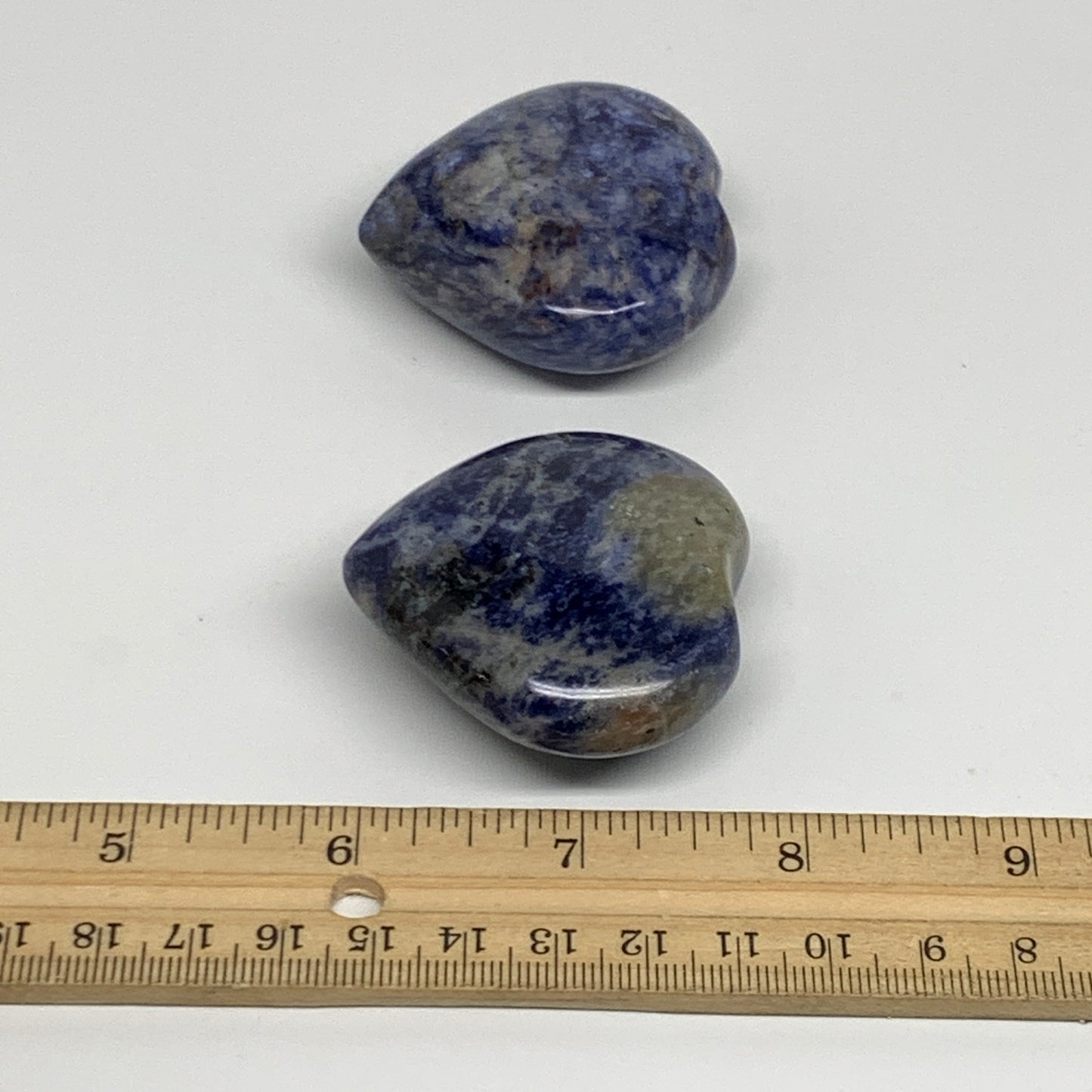 144.1g, 1.9"-2", 2pcs, Natural Sodalite Heart Polished Gemstone, B34868