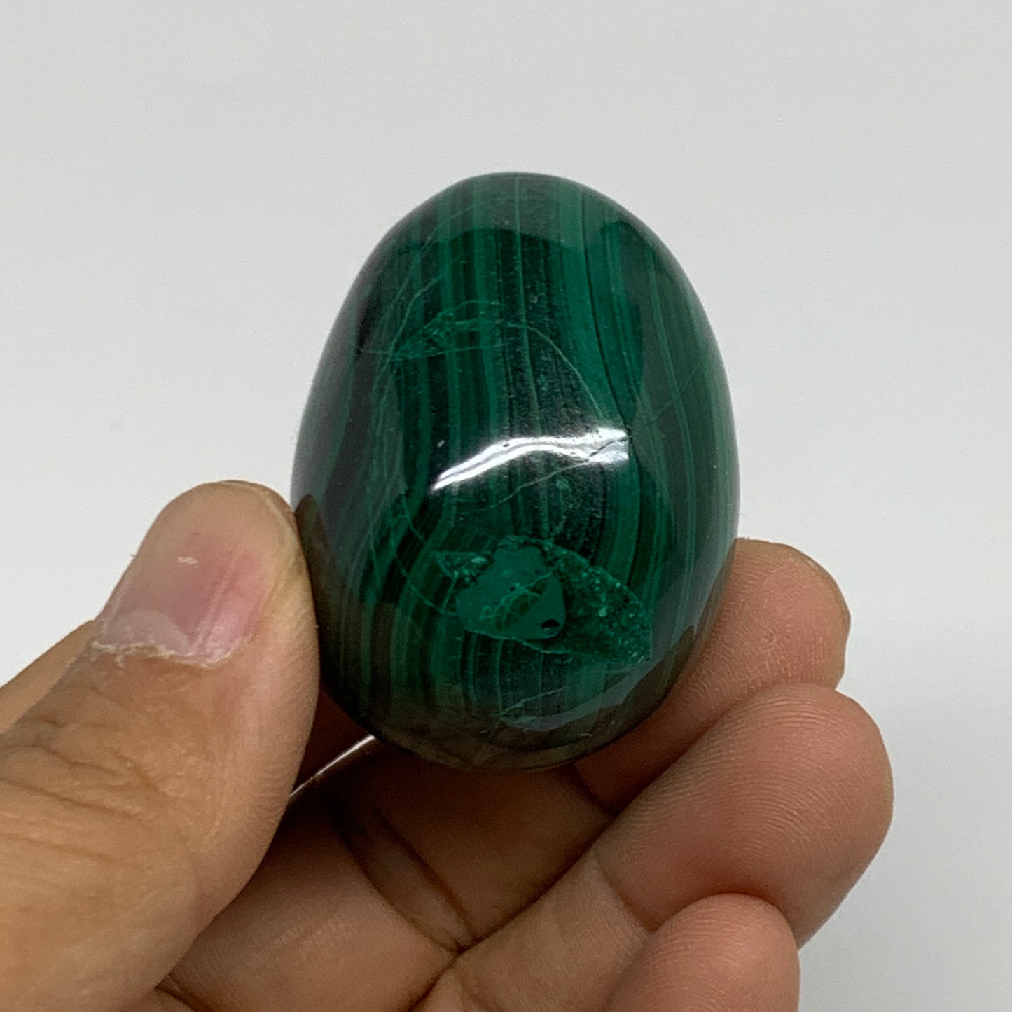 96.3g, 1.7"x1.3", Natural Solid Malachite Egg Polished Gemstone @Congo, B32779