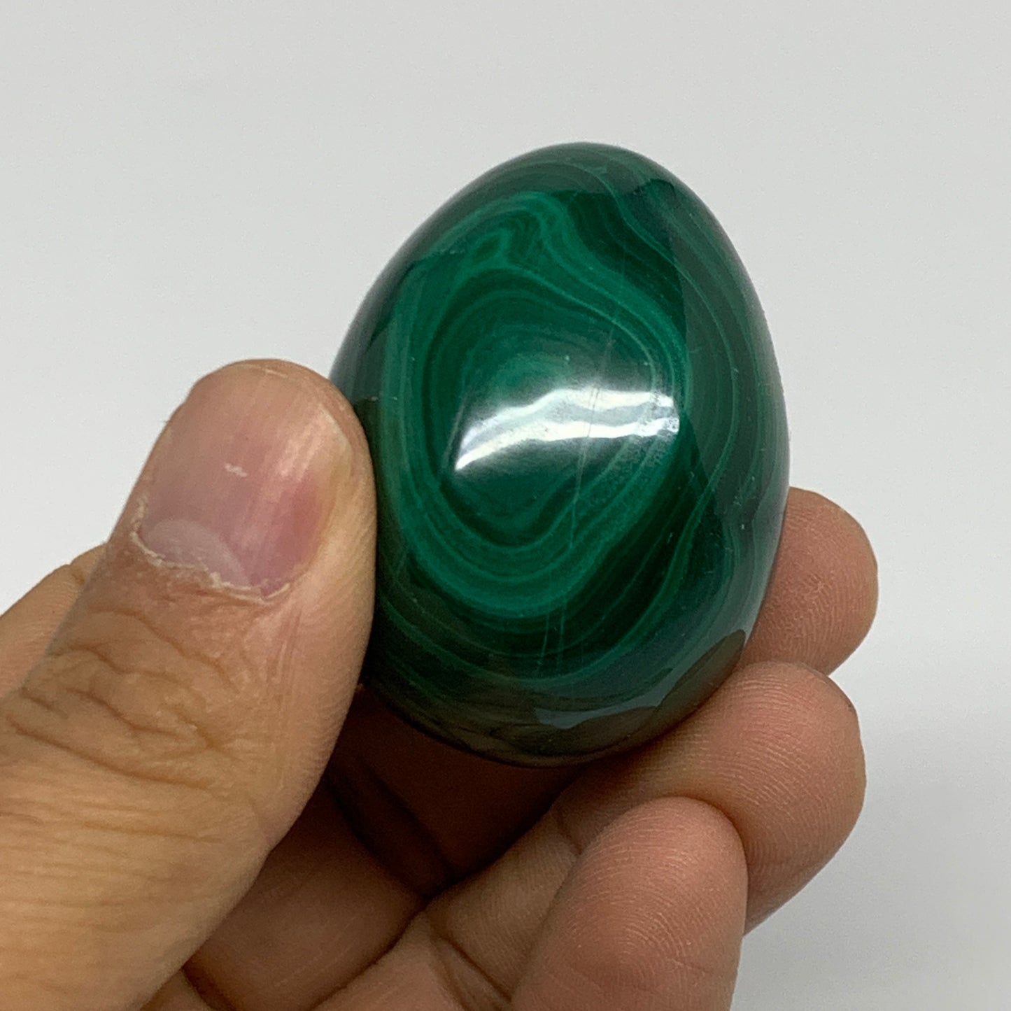 96.3g, 1.7"x1.3", Natural Solid Malachite Egg Polished Gemstone @Congo, B32779