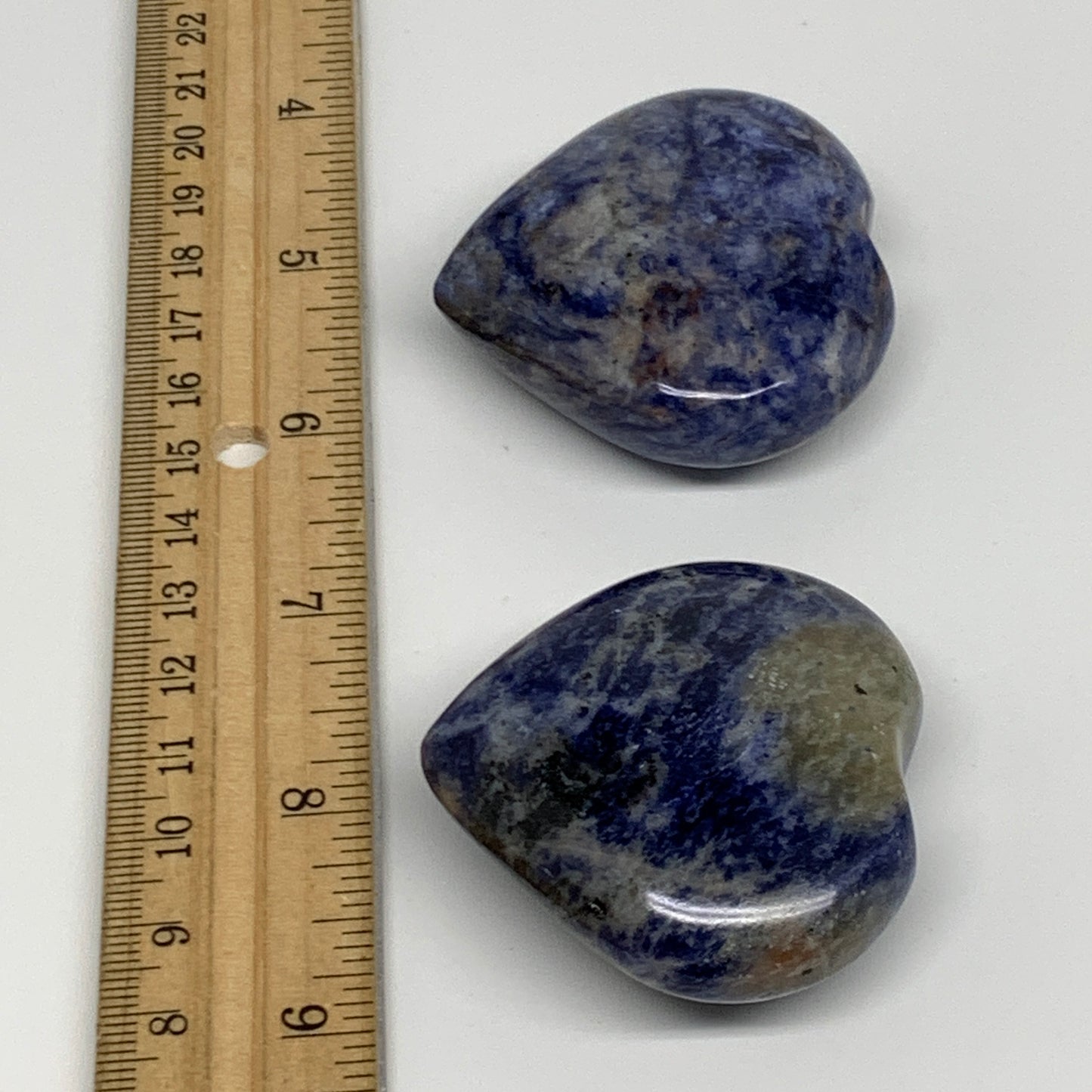 144.1g, 1.9"-2", 2pcs, Natural Sodalite Heart Polished Gemstone, B34868