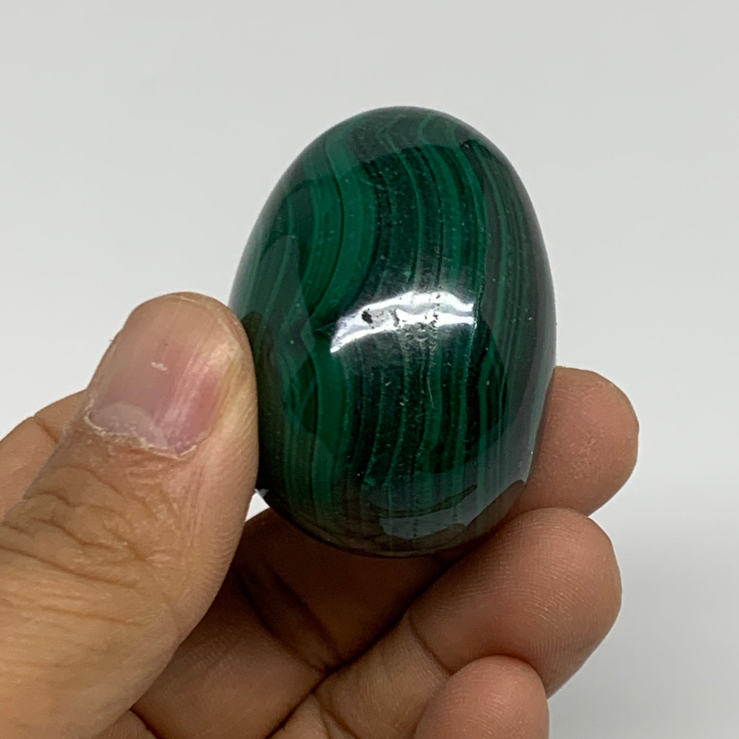 96.3g, 1.7"x1.3", Natural Solid Malachite Egg Polished Gemstone @Congo, B32779