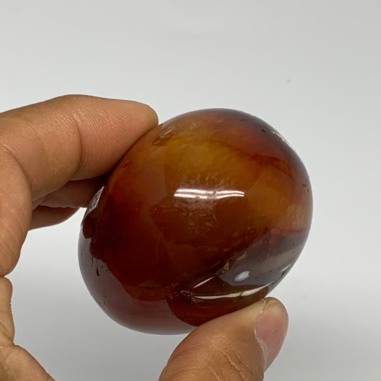 163.9g, 2.5"x1.9"x1.5", Red Carnelian Palm-Stone Gem Crystal Polished, B28397