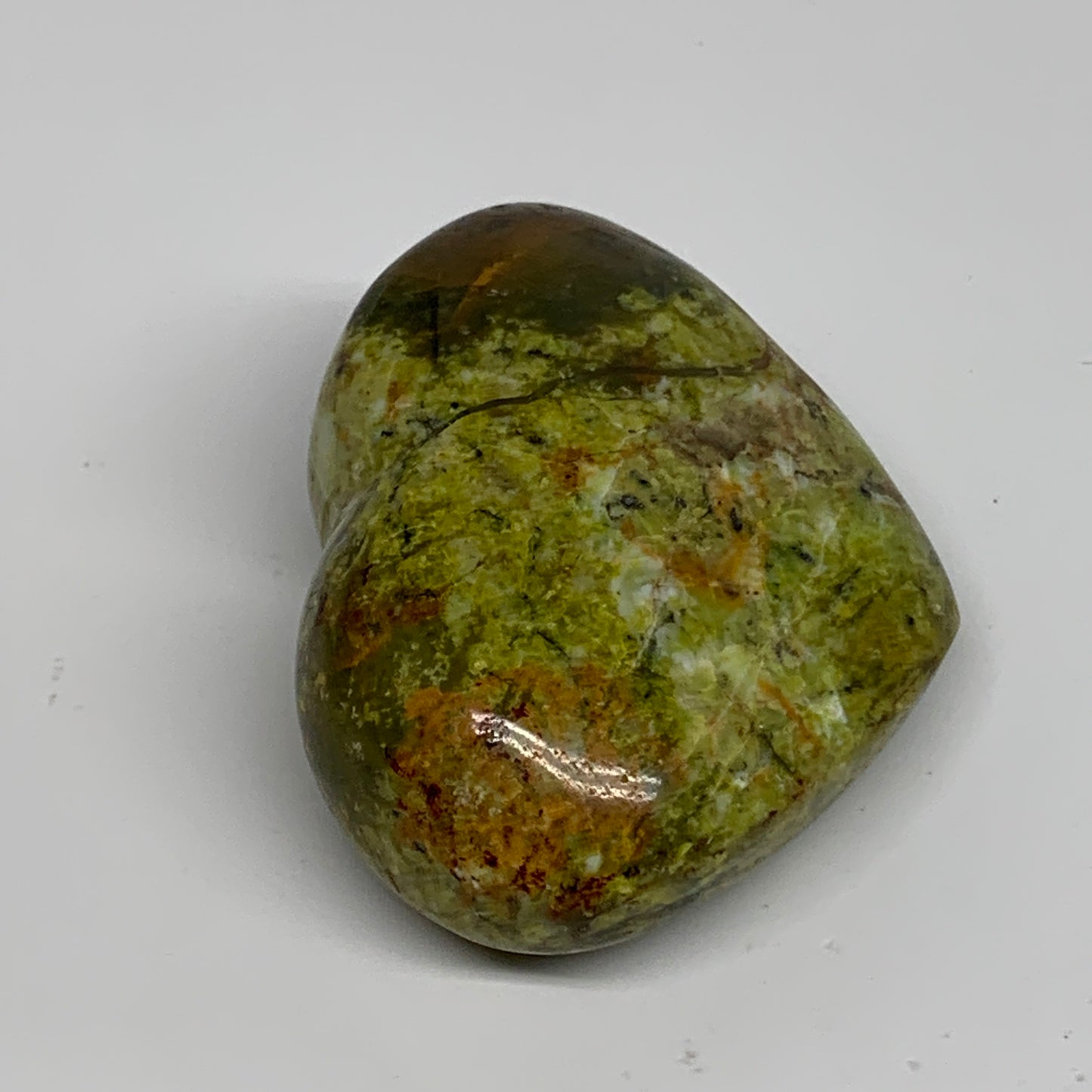 215.9g, 2.6"x3.2"x1.4", Green Opal Heart Polished Gemstone Crystal, B35607