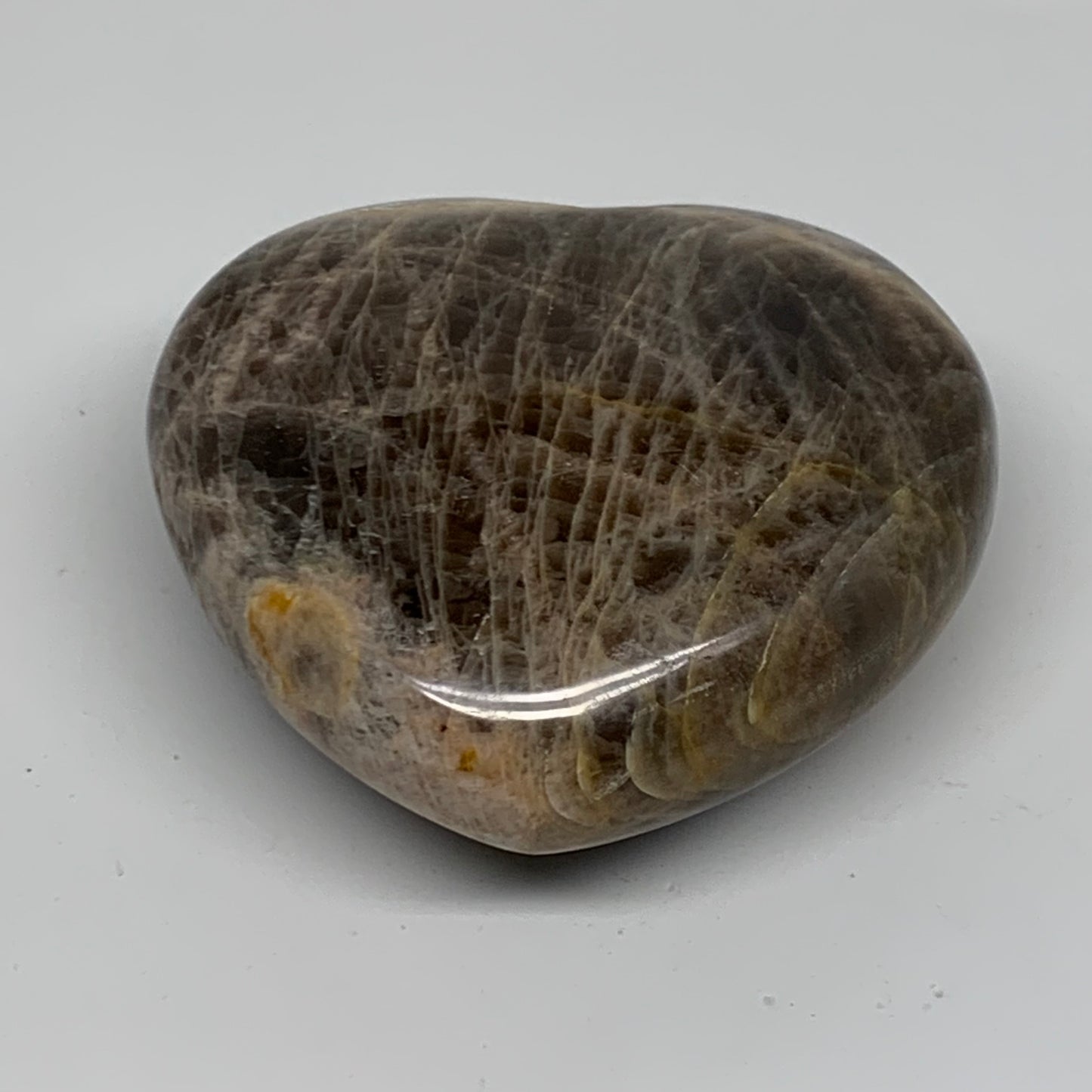 0.60 lbs, 2.9"x3.2"x1.3", Black Moonstone Heart Polished Crystal Decor, B37917