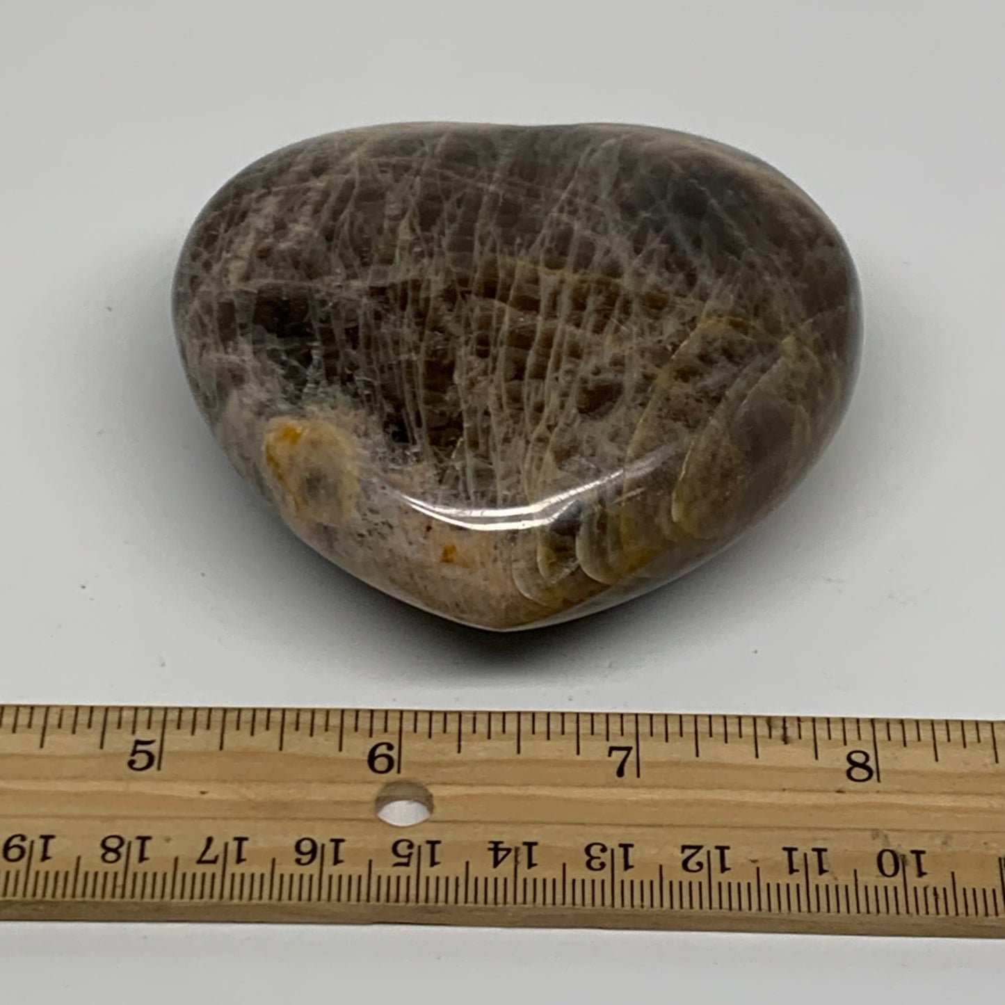 0.60 lbs, 2.9"x3.2"x1.3", Black Moonstone Heart Polished Crystal Decor, B37917