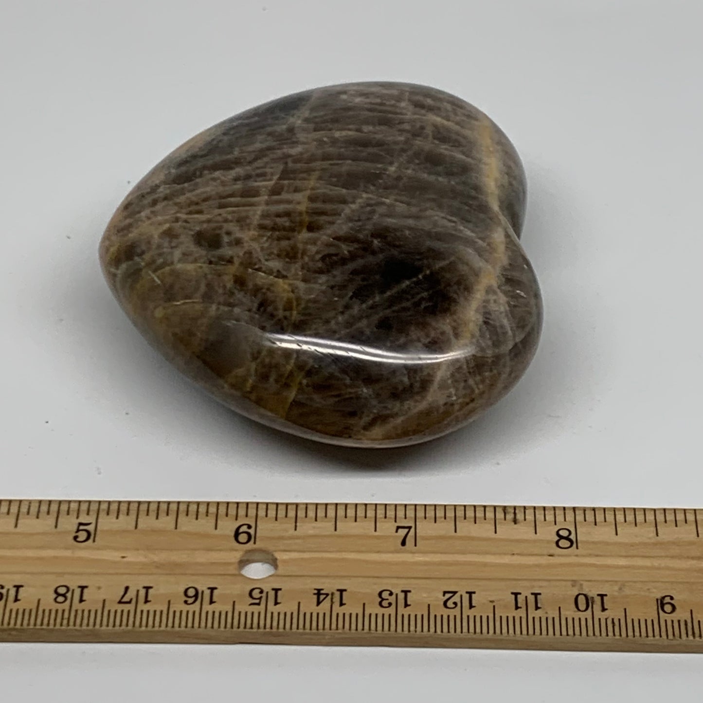 0.60 lbs, 2.9"x3.2"x1.3", Black Moonstone Heart Polished Crystal Decor, B37917