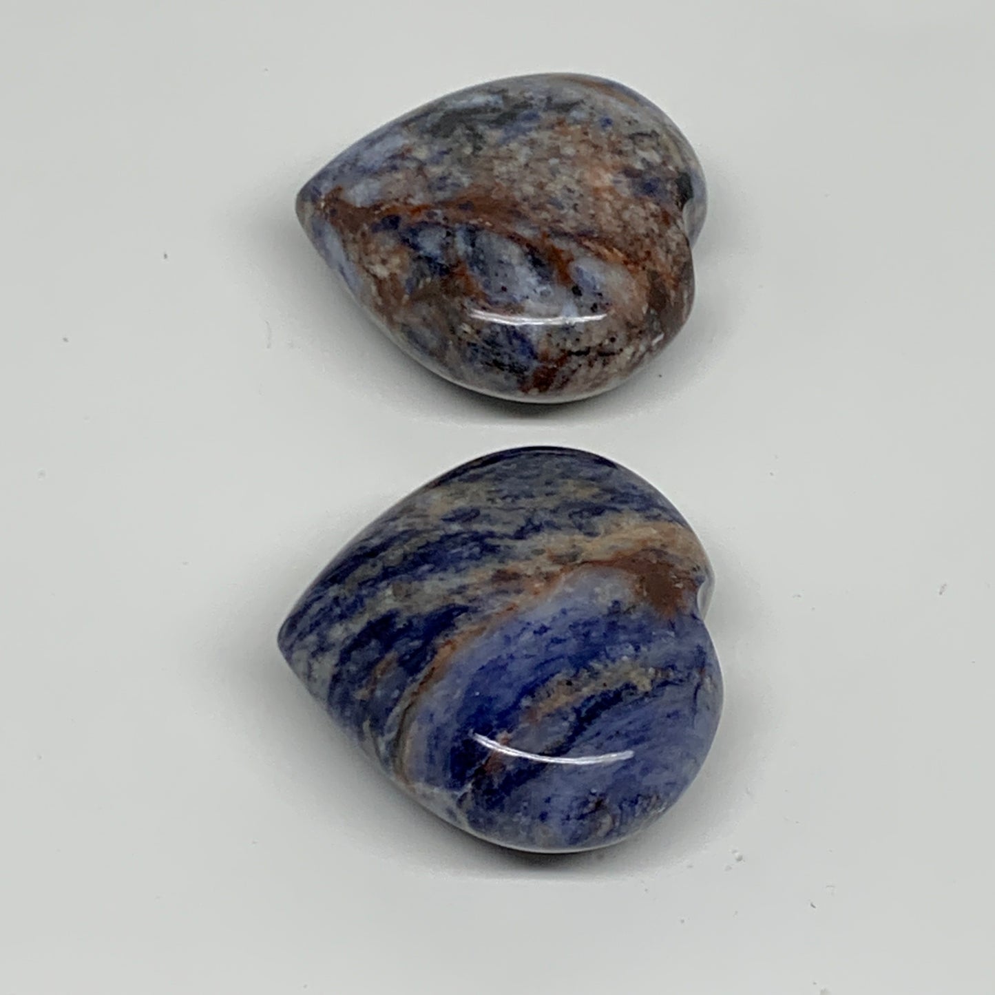 148.2g, 1.9"-2", 2pcs, Natural Sodalite Heart Polished Gemstone, B34869