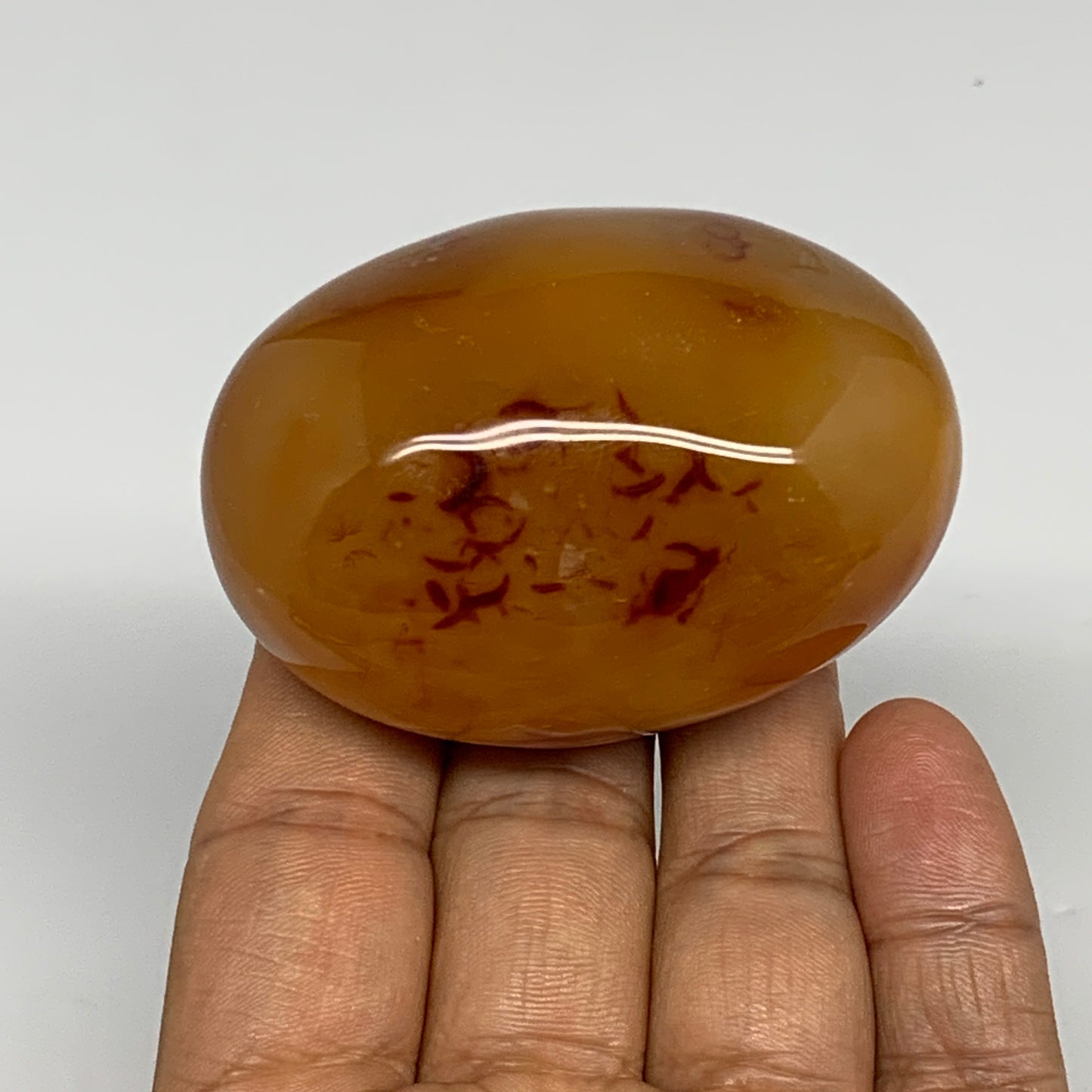 138.9g, 2.5"x1.8"x1.4", Red Carnelian Palm-Stone Gem Crystal Polished, B28398