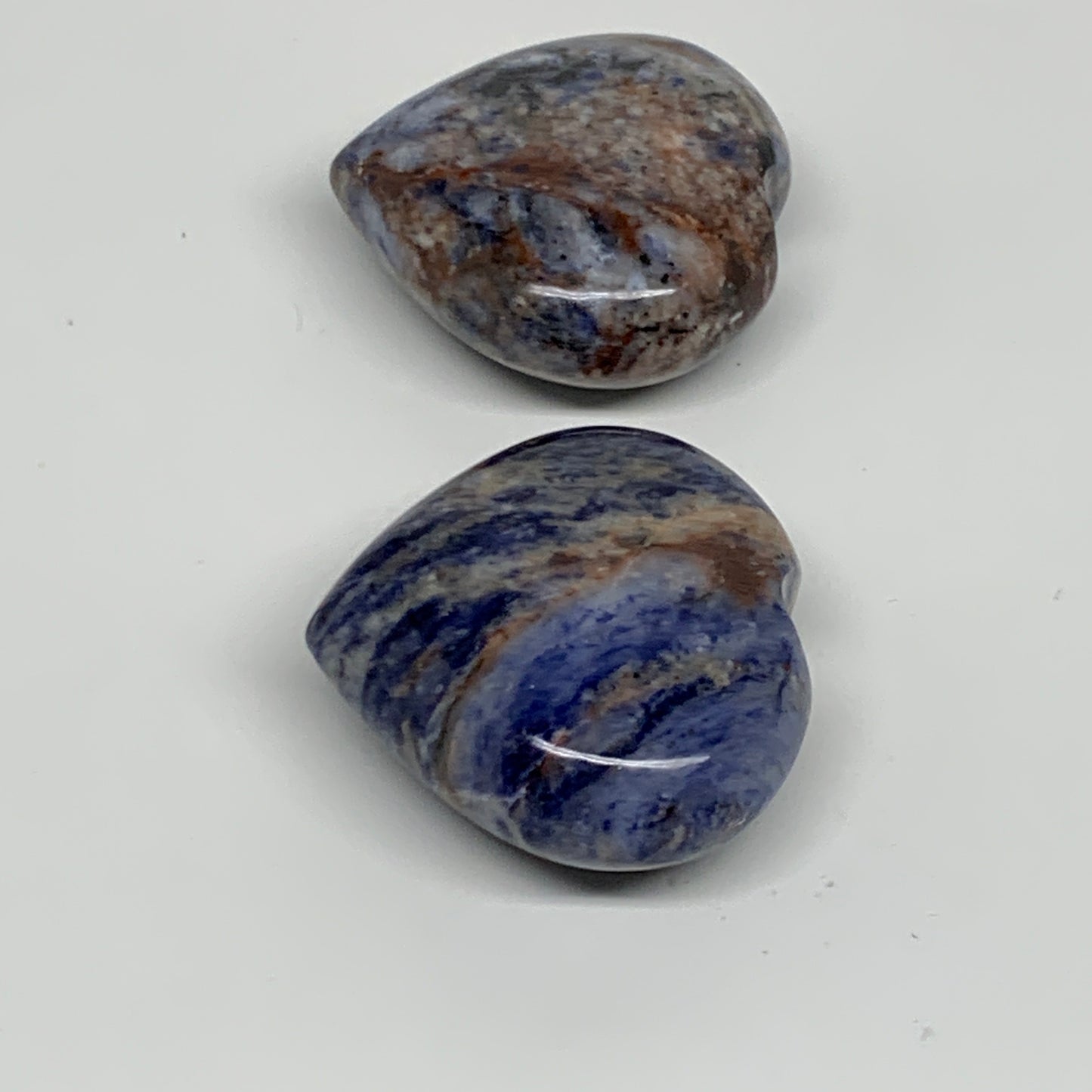 148.2g, 1.9"-2", 2pcs, Natural Sodalite Heart Polished Gemstone, B34869