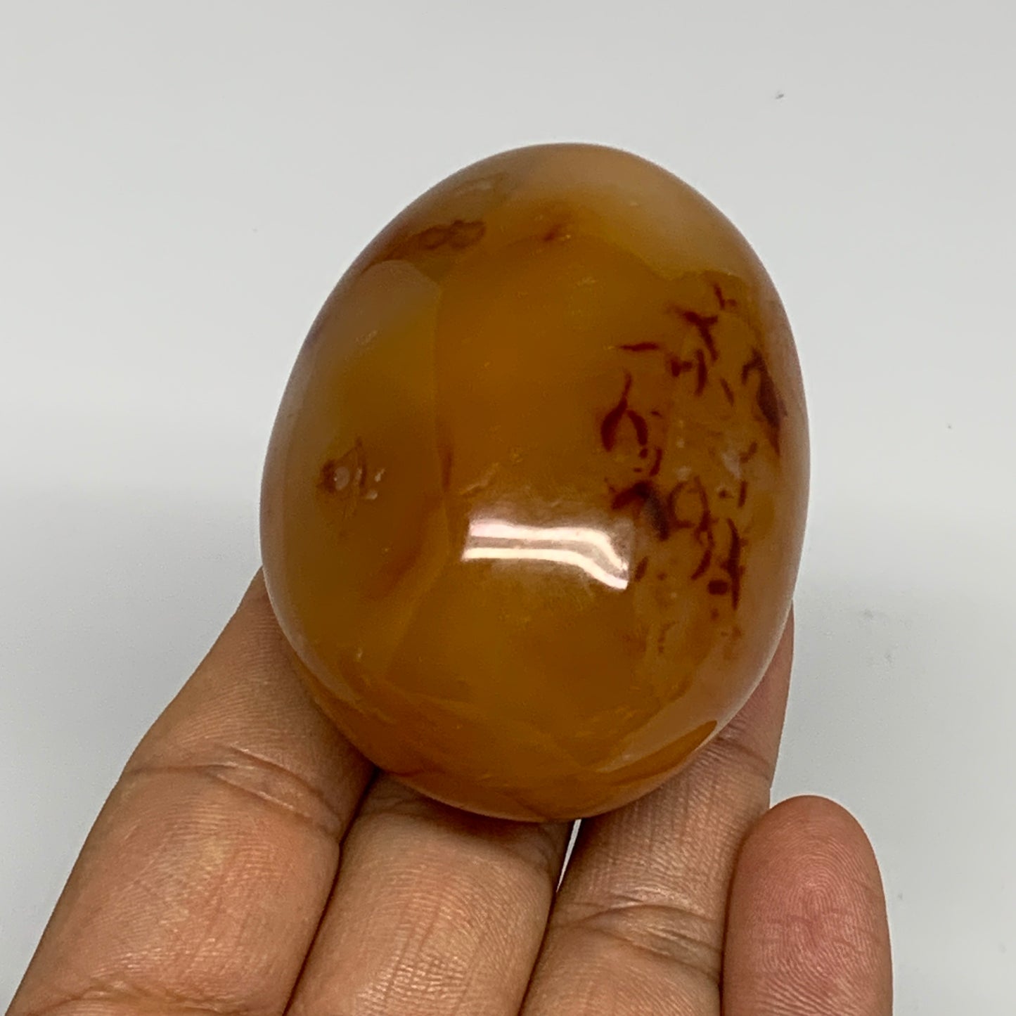 138.9g, 2.5"x1.8"x1.4", Red Carnelian Palm-Stone Gem Crystal Polished, B28398