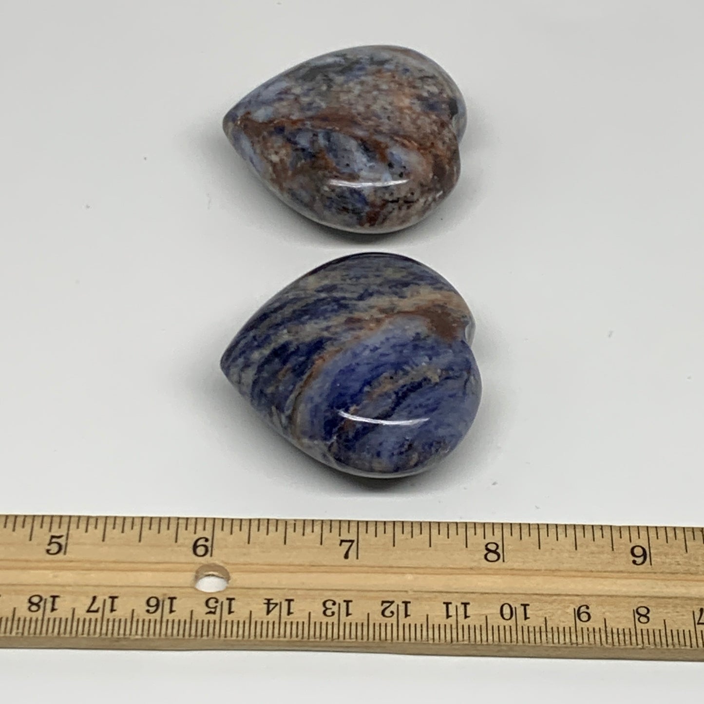 148.2g, 1.9"-2", 2pcs, Natural Sodalite Heart Polished Gemstone, B34869