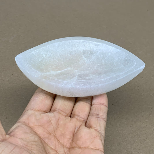 202.5g, 4.6"x2.7", Natural Eye Shape Selenite Bowl Crystals, B36173