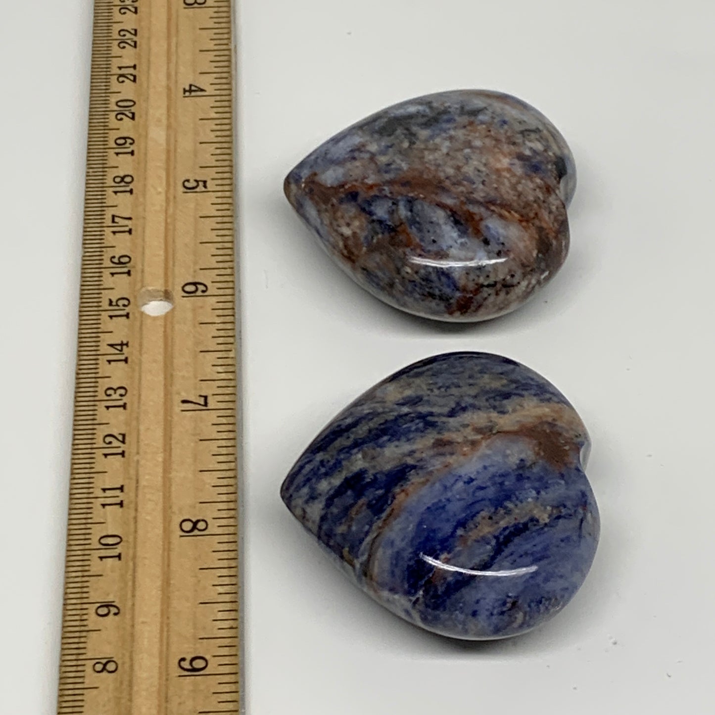 148.2g, 1.9"-2", 2pcs, Natural Sodalite Heart Polished Gemstone, B34869