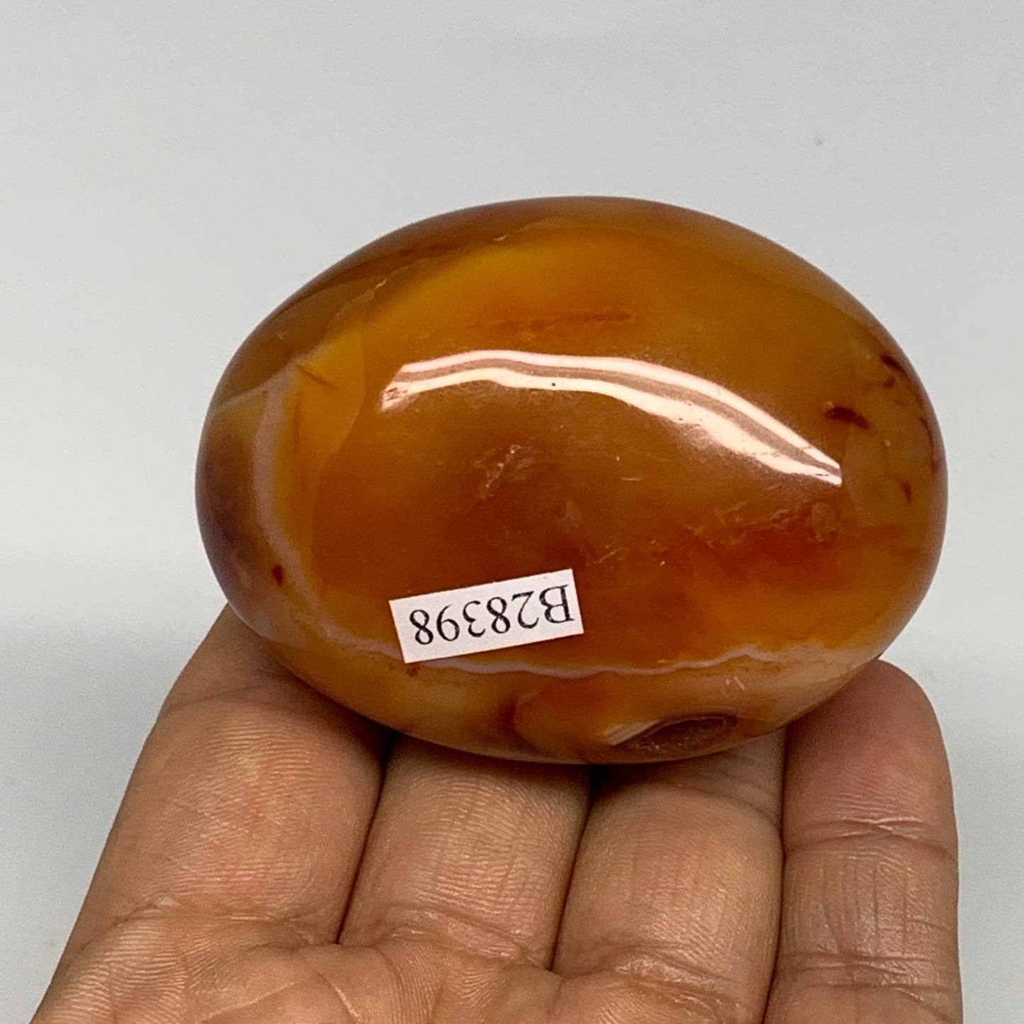 138.9g, 2.5"x1.8"x1.4", Red Carnelian Palm-Stone Gem Crystal Polished, B28398