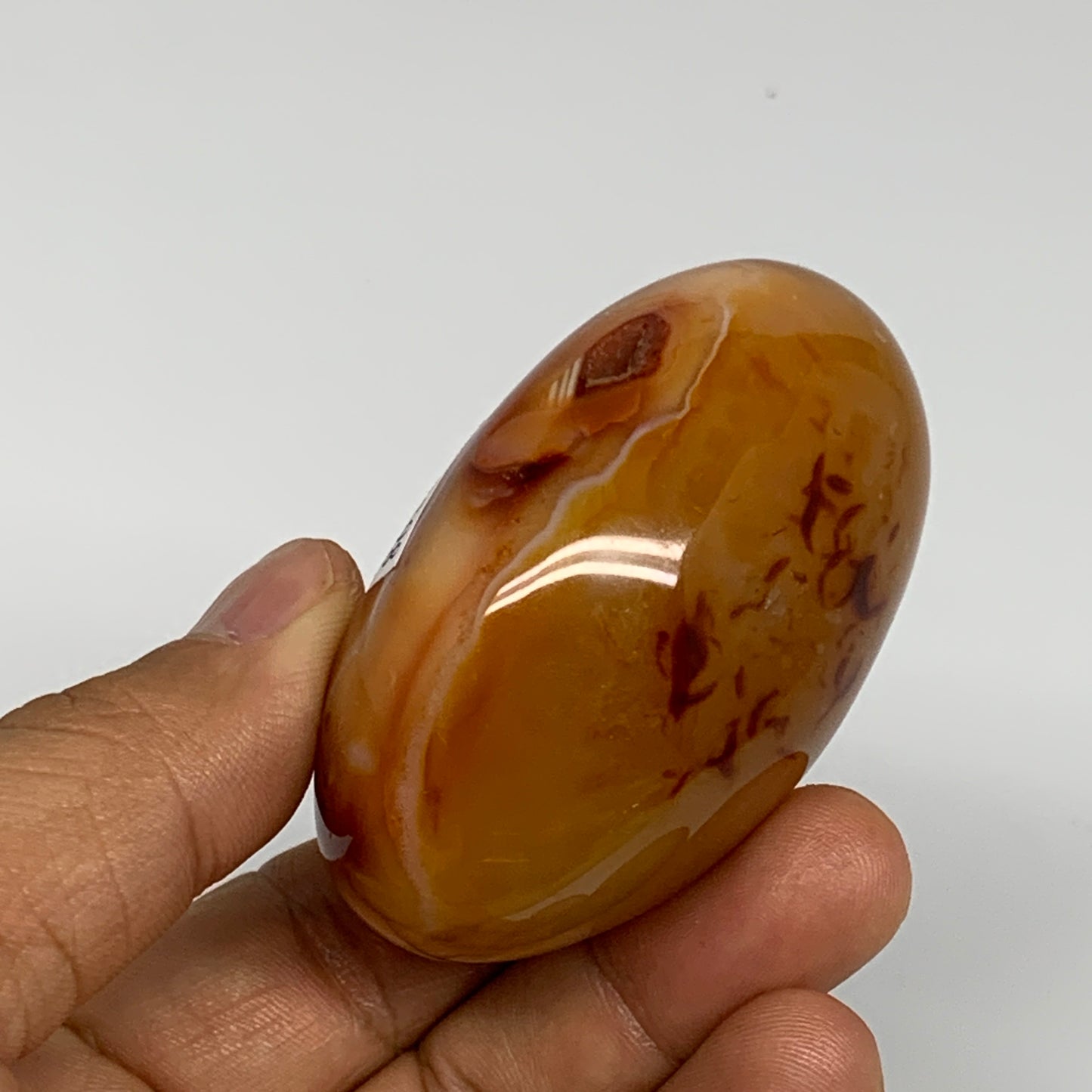 138.9g, 2.5"x1.8"x1.4", Red Carnelian Palm-Stone Gem Crystal Polished, B28398