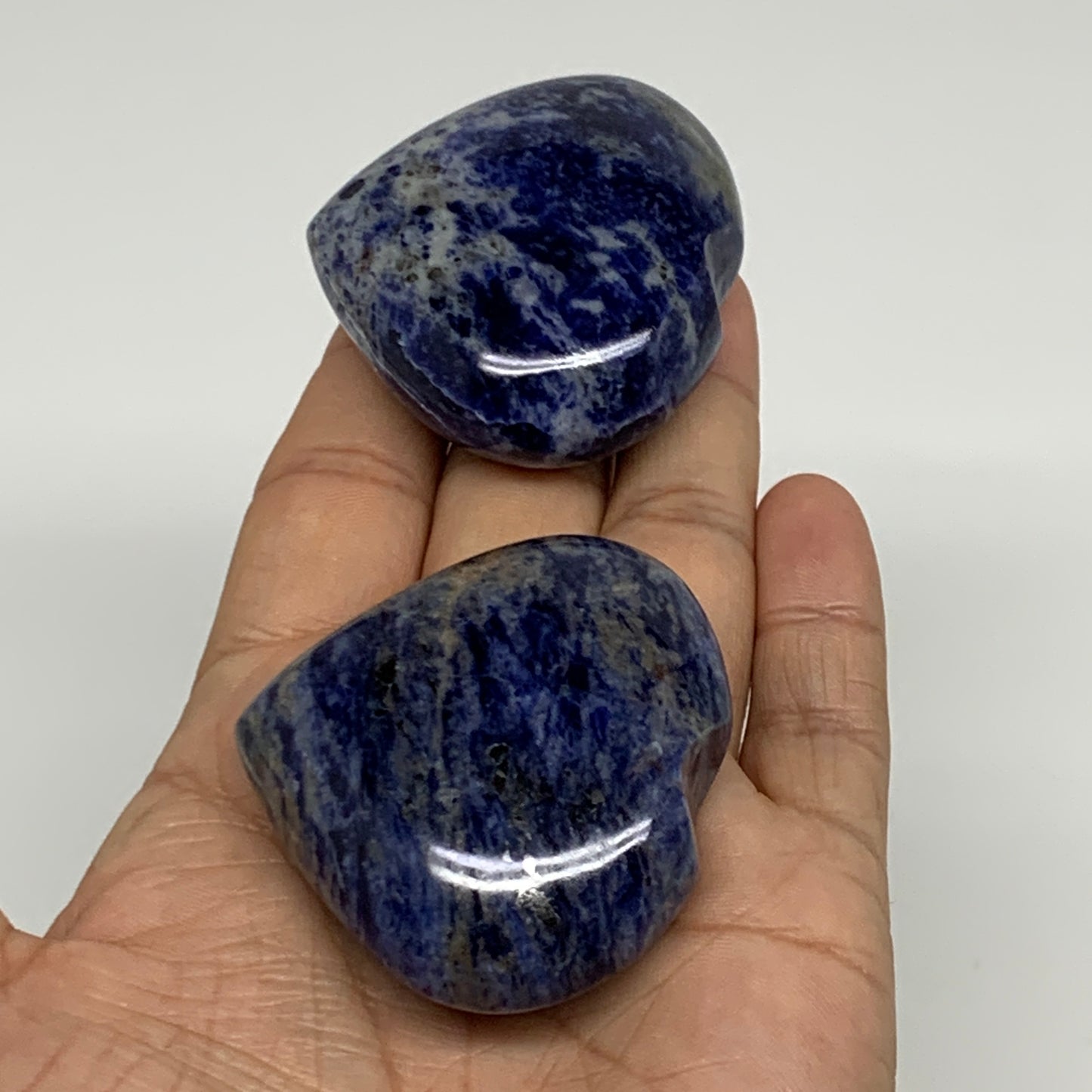 138.9g, 1.9"-1.9", 2pcs, Natural Sodalite Heart Polished Gemstone, B34870