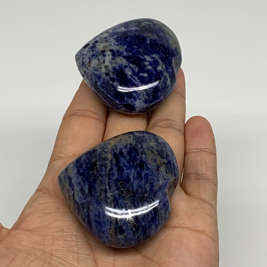 138.9g, 1.9"-1.9", 2pcs, Natural Sodalite Heart Polished Gemstone, B34870