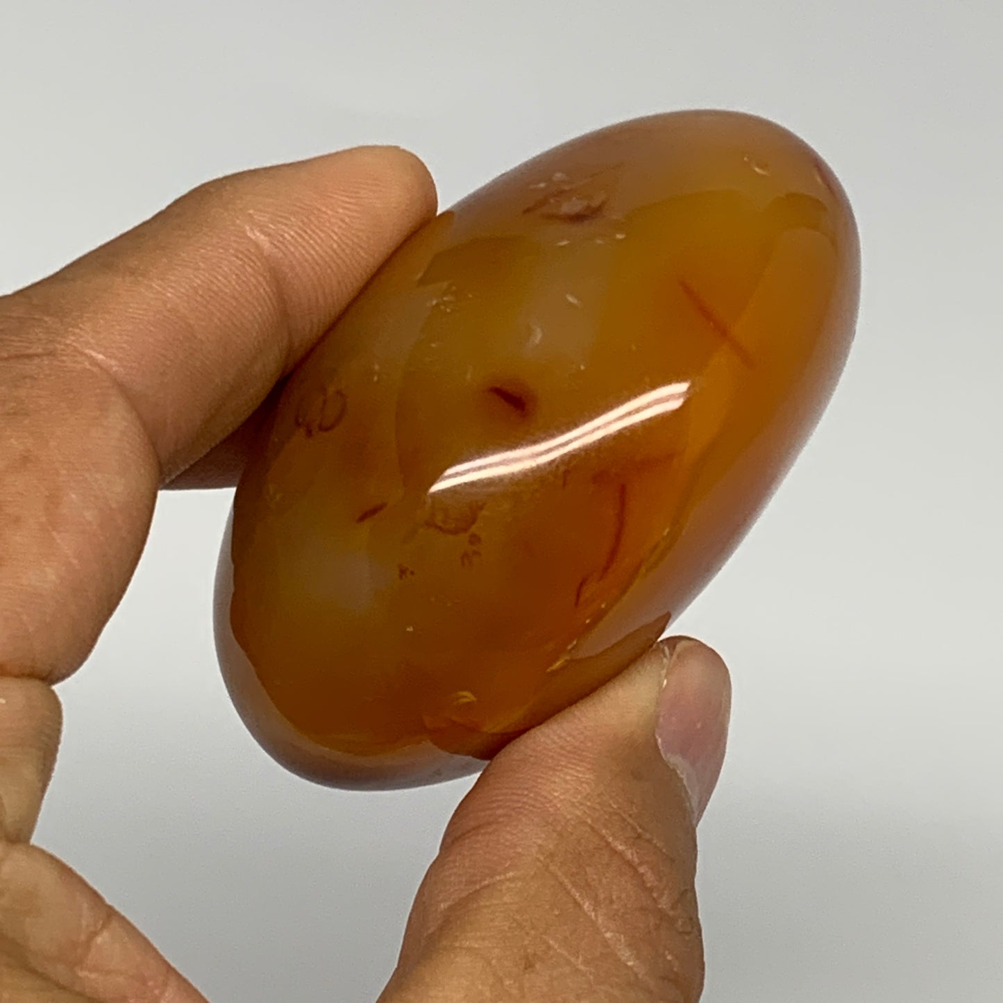 138.9g, 2.5"x1.8"x1.4", Red Carnelian Palm-Stone Gem Crystal Polished, B28398