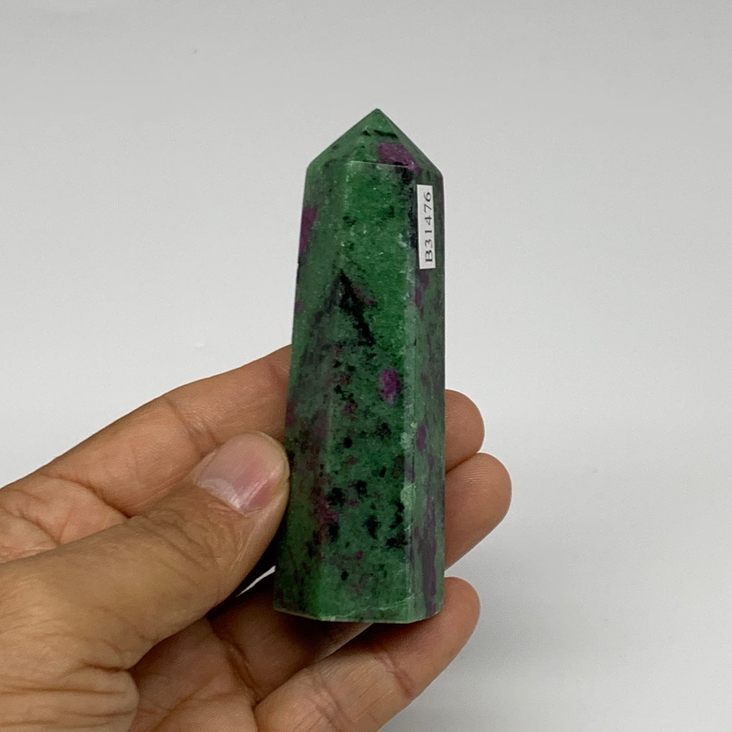 123g, 3.4"x1", Natural Ruby Zoisite Tower Point Obelisk @India, B31476