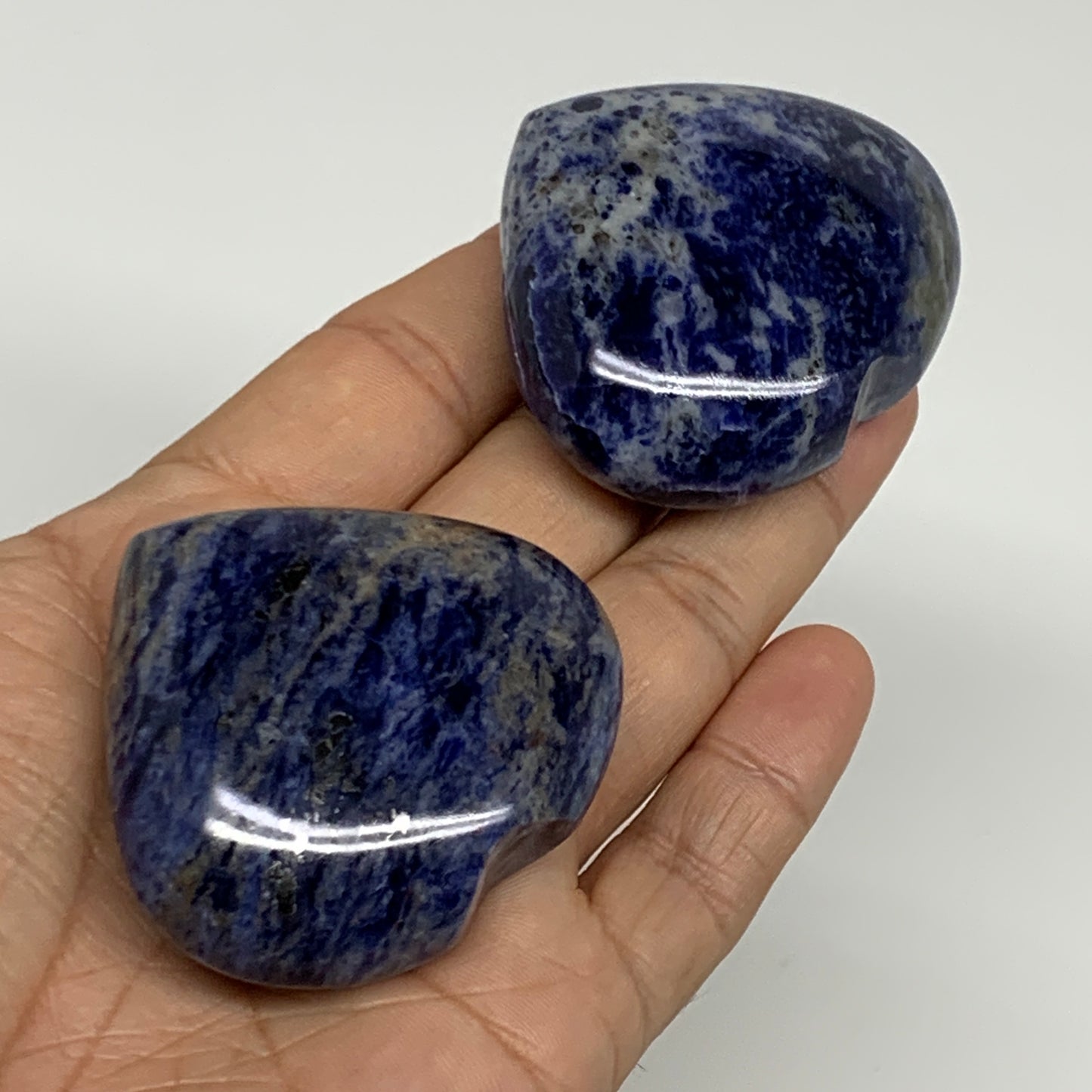 138.9g, 1.9"-1.9", 2pcs, Natural Sodalite Heart Polished Gemstone, B34870
