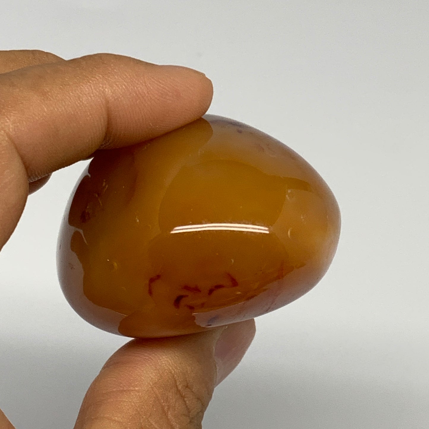 138.9g, 2.5"x1.8"x1.4", Red Carnelian Palm-Stone Gem Crystal Polished, B28398