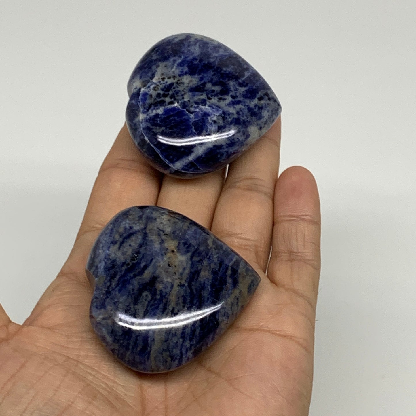 138.9g, 1.9"-1.9", 2pcs, Natural Sodalite Heart Polished Gemstone, B34870
