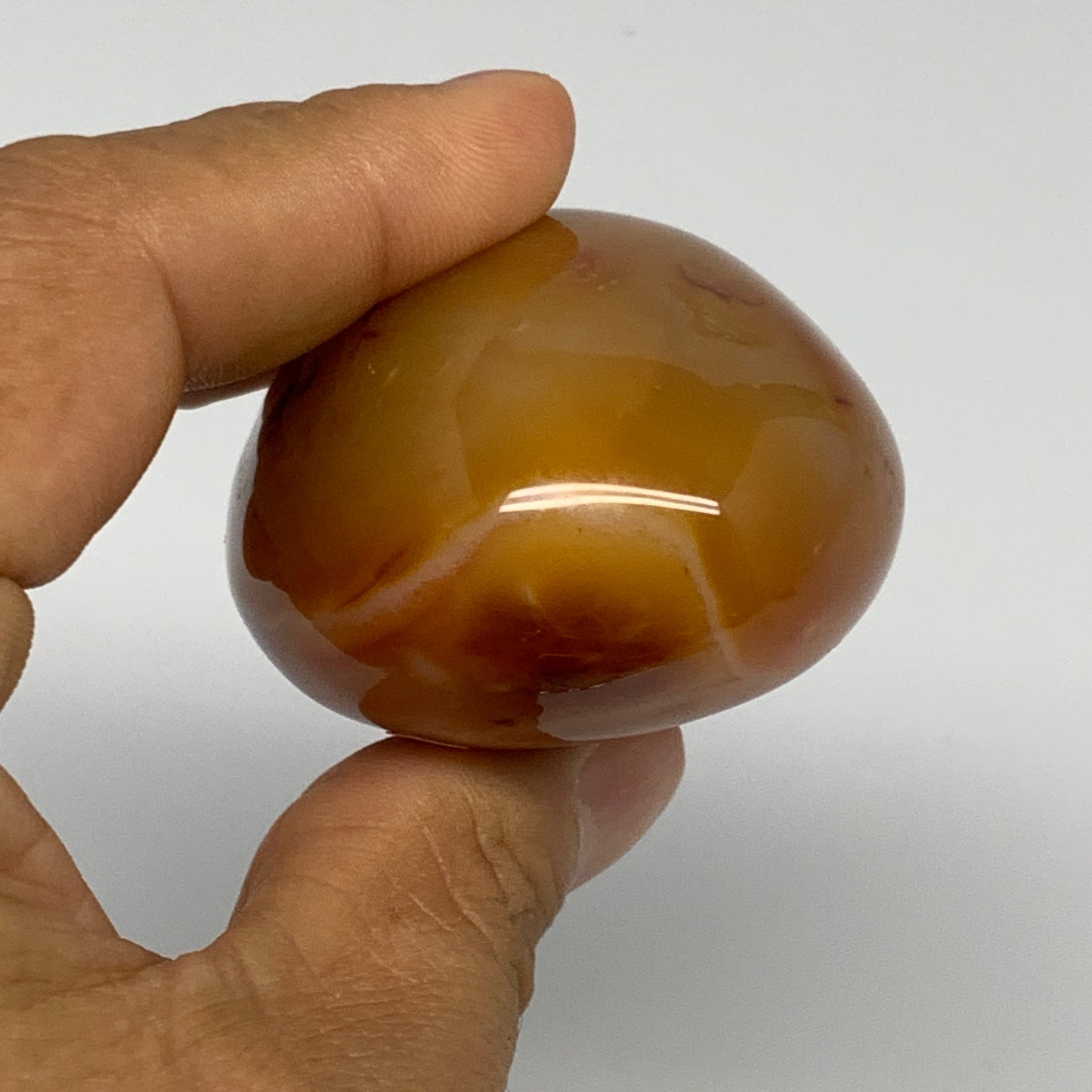 138.9g, 2.5"x1.8"x1.4", Red Carnelian Palm-Stone Gem Crystal Polished, B28398