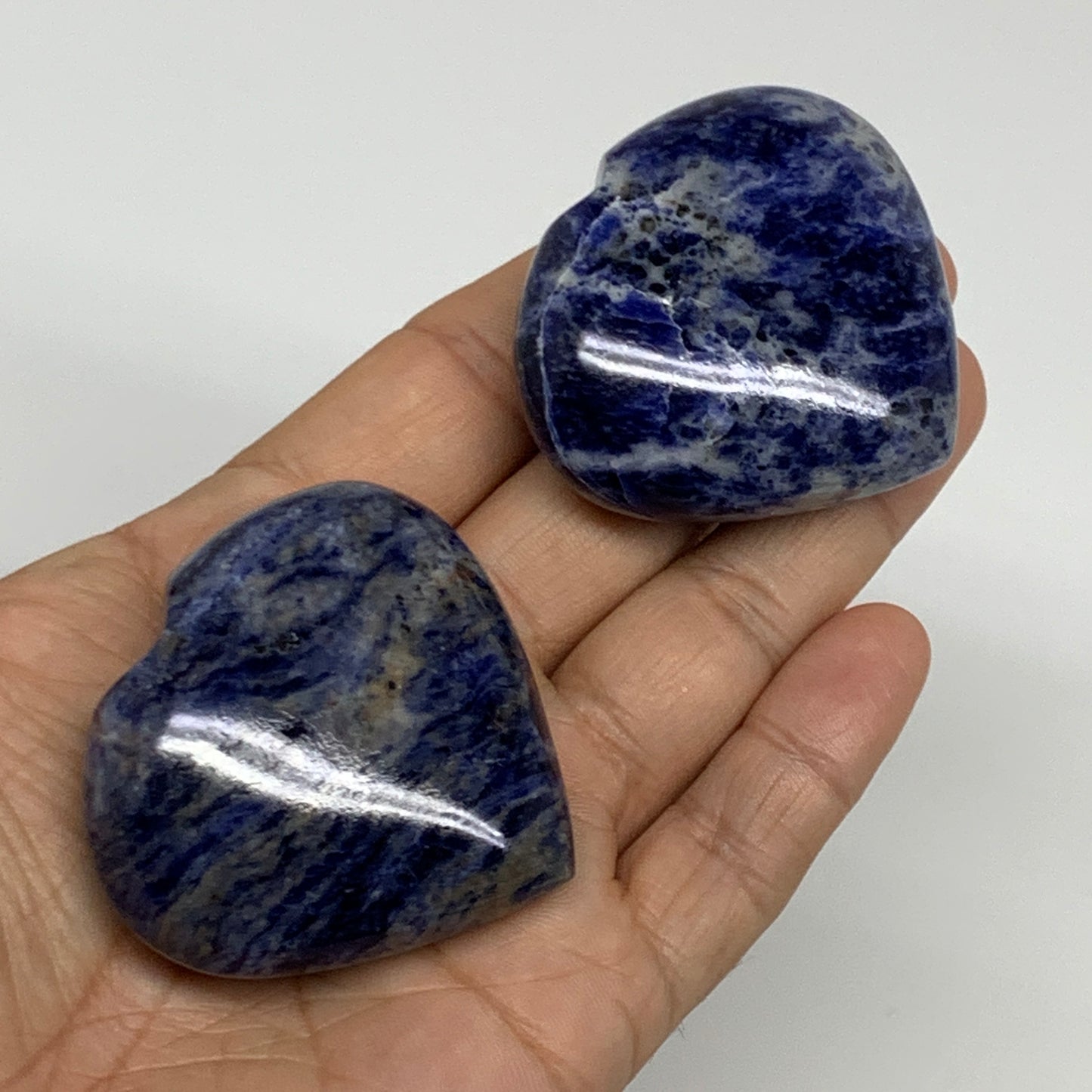 138.9g, 1.9"-1.9", 2pcs, Natural Sodalite Heart Polished Gemstone, B34870